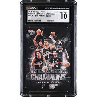 San Antonio Spurs 2025-26 Topps Now Western Conference Champions #WCSA CGC Authenticated GEM MINT 10 Card