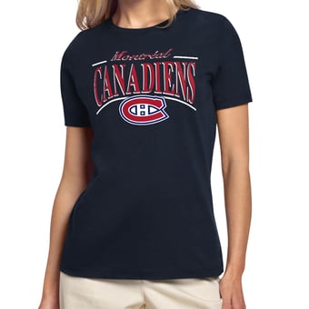 Women's Starter Navy Montreal Canadiens Arch Stripe T-Shirt