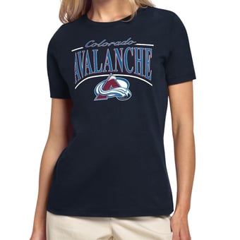 Women's Starter Navy Colorado Avalanche Arch Stripe T-Shirt