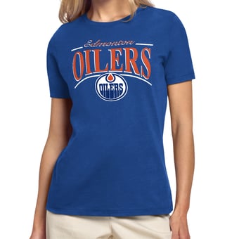 Women's Starter Royal Edmonton Oilers Arch Stripe T-Shirt