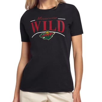 Women's Starter Black Minnesota Wild Arch Stripe T-Shirt
