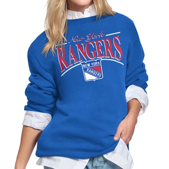 Women's Starter Royal New York Rangers Arch Stripe Fleece Sweatshirt
