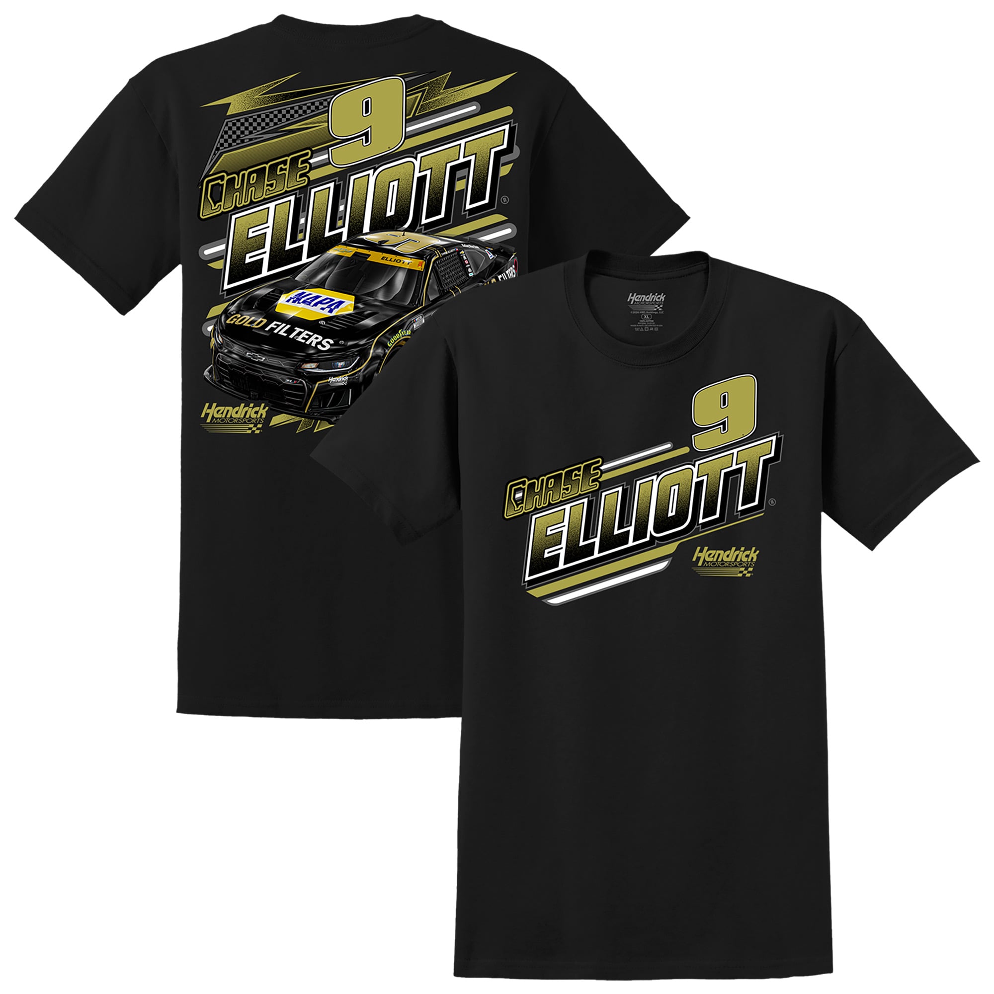 Men’s Hendrick Motorsports Team Collection Black Chase Elliott NAPA Gold Filter T-Shirt