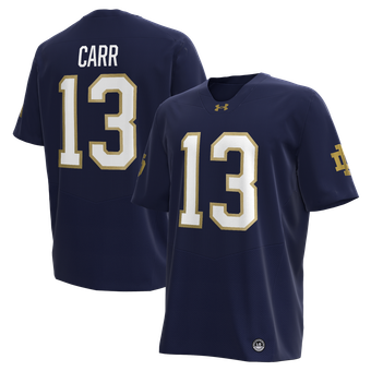 Men's Under Armour CJ Carr Navy Notre Dame Fighting Irish Home Replica Football Jersey