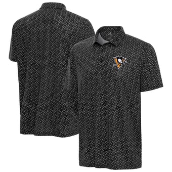 Men's Antigua Black Pittsburgh Penguins Vigorous Polo