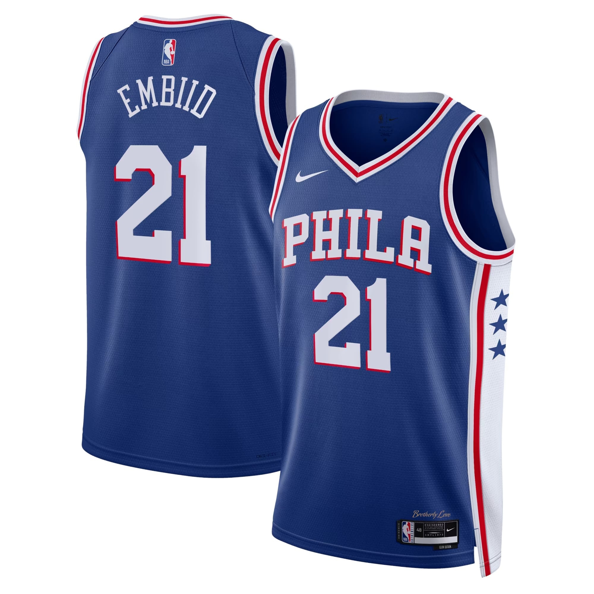 Camiseta Nike Icon Swingman de los Philadelphia 76ers, temporada 22-23 - Joel Embiid - Unisex