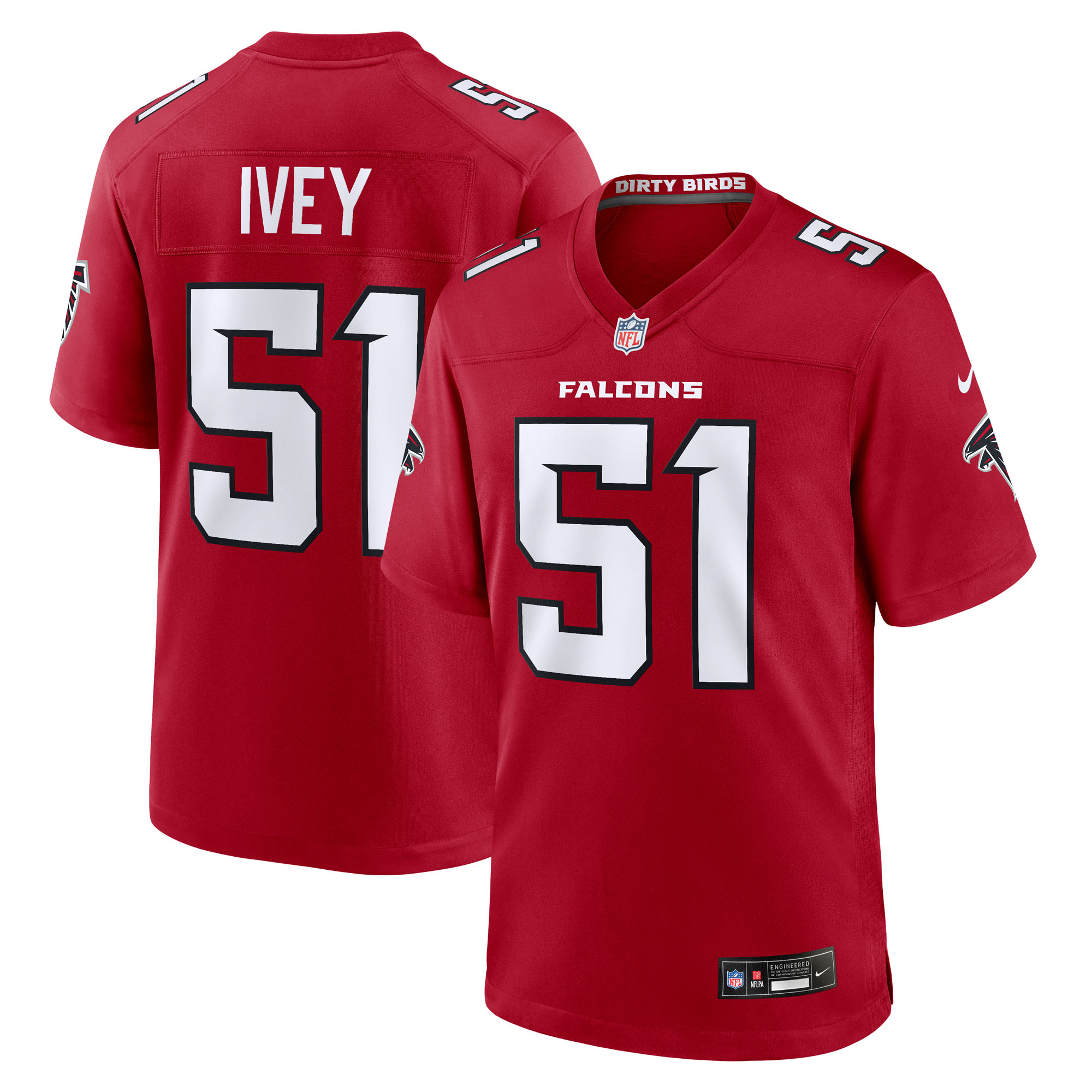 Men's Nike Jared Ivey Red Atlanta Falcons Team Game Jersey