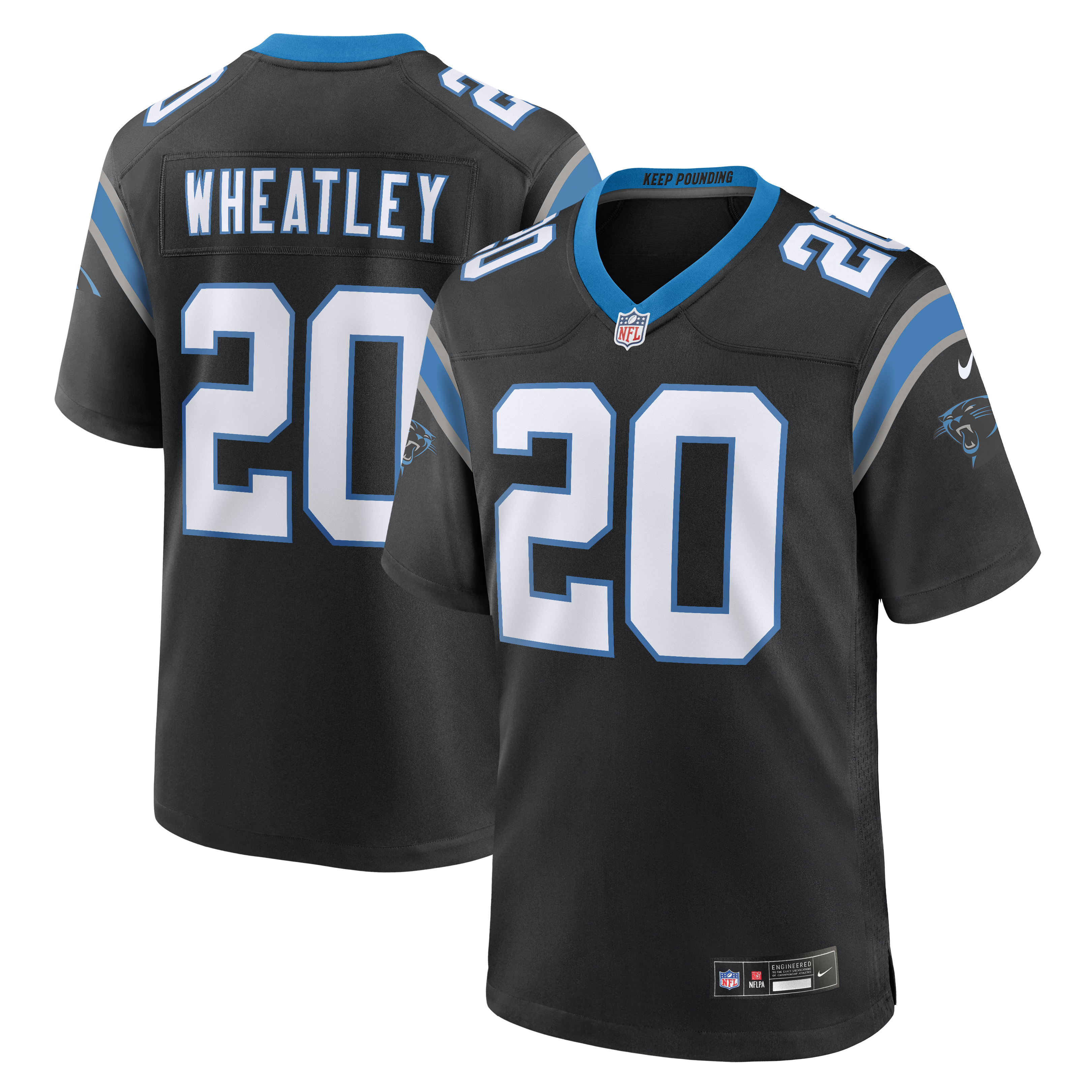 Men's Nike Zakee Wheatley Black Carolina Panthers Team Game Jersey