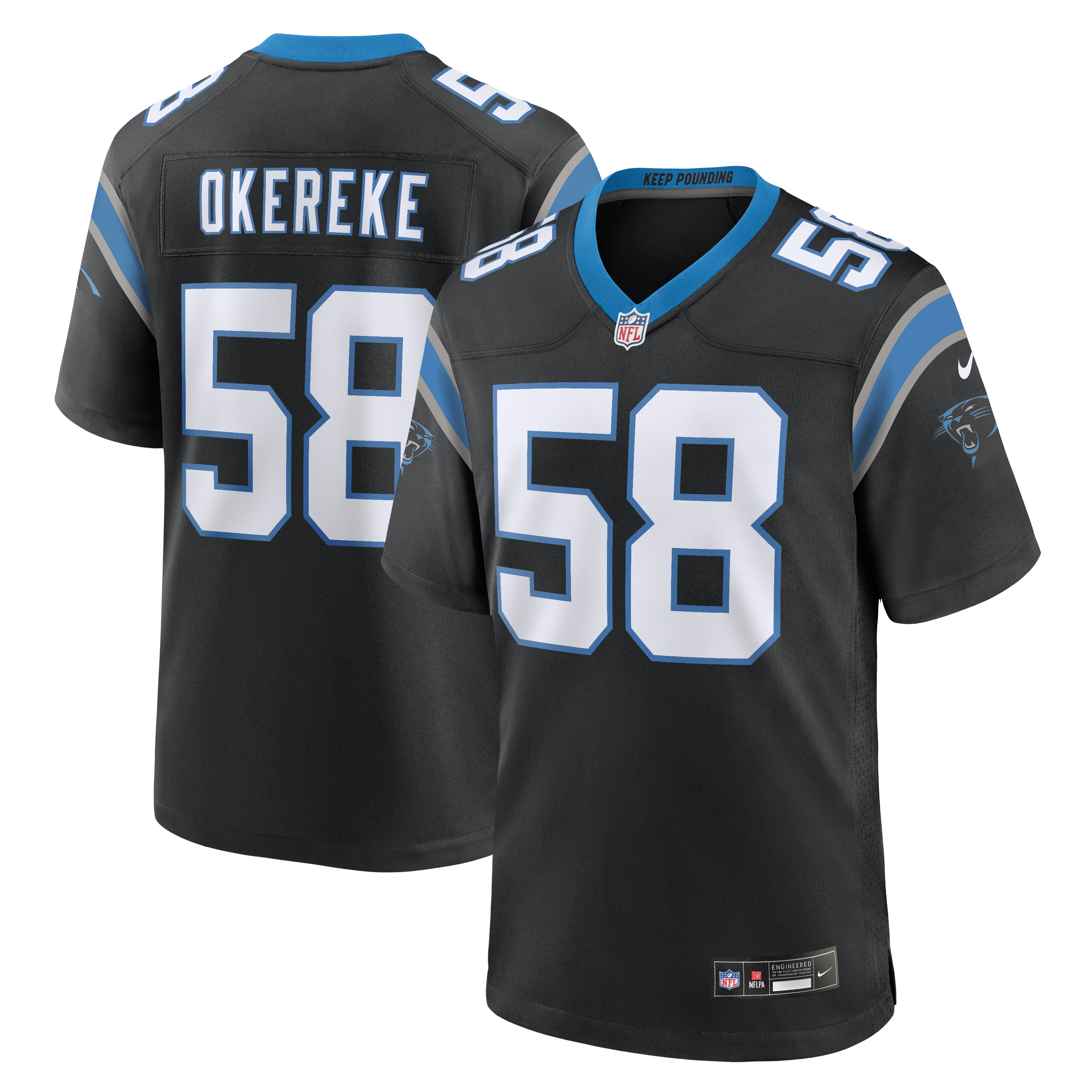 Men's Nike Bobby Okereke Black Carolina Panthers Team Game Jersey