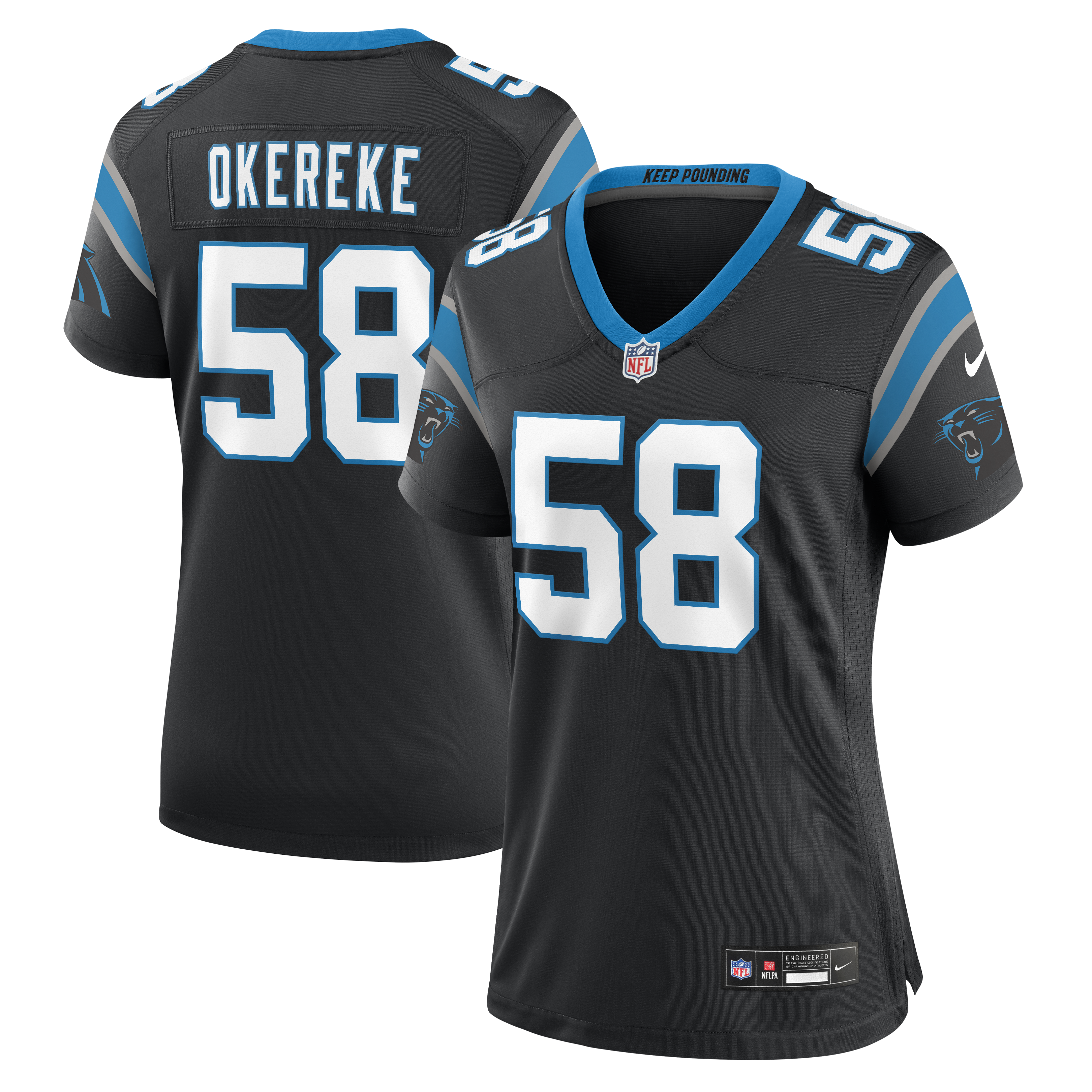 Women's Nike Bobby Okereke Black Carolina Panthers Team Game Jersey