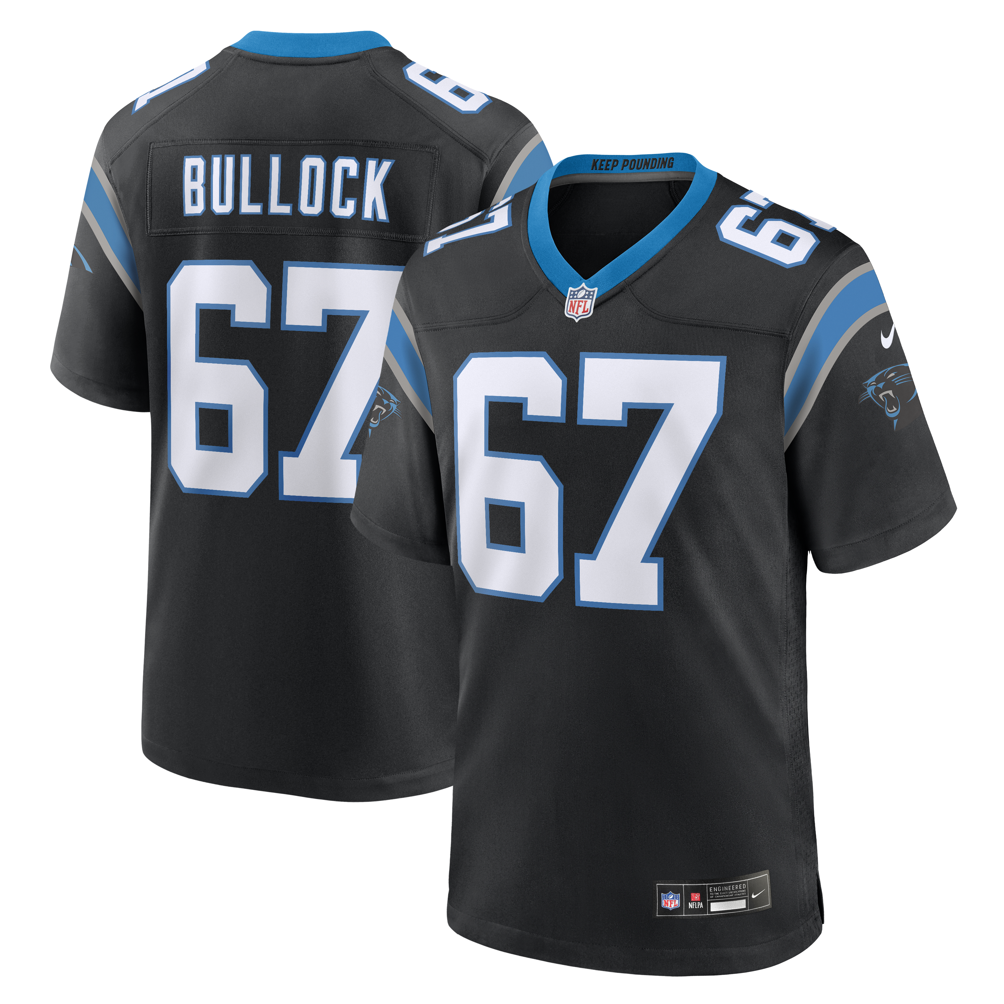 Men's Nike Corey Bullock Black Carolina Panthers Team Game Jersey