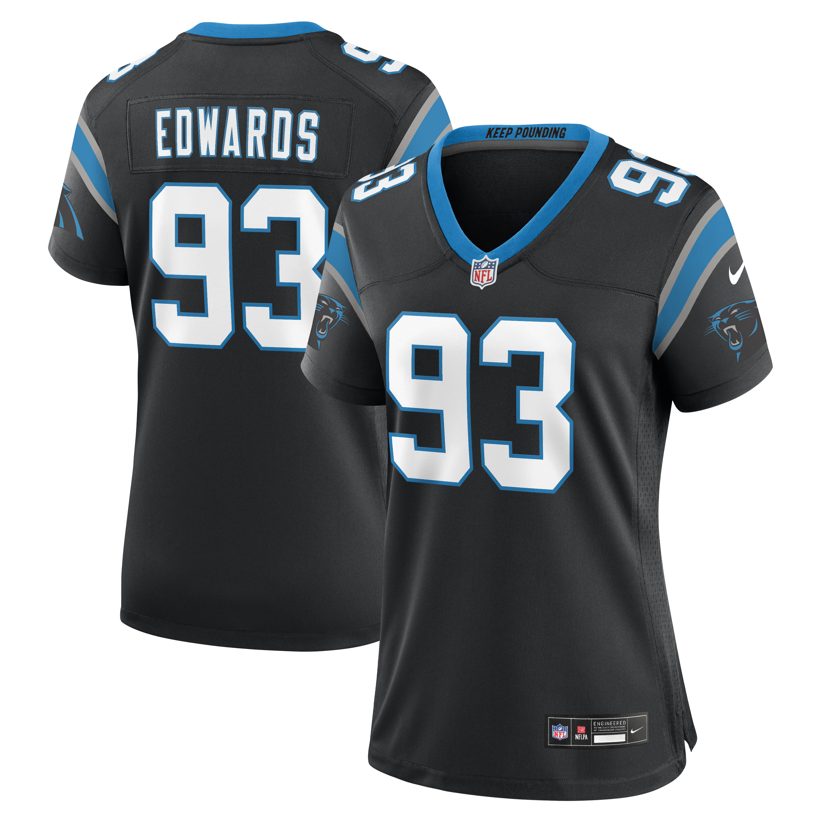 Women's Nike TeRah Edwards Black Carolina Panthers Team Game Jersey