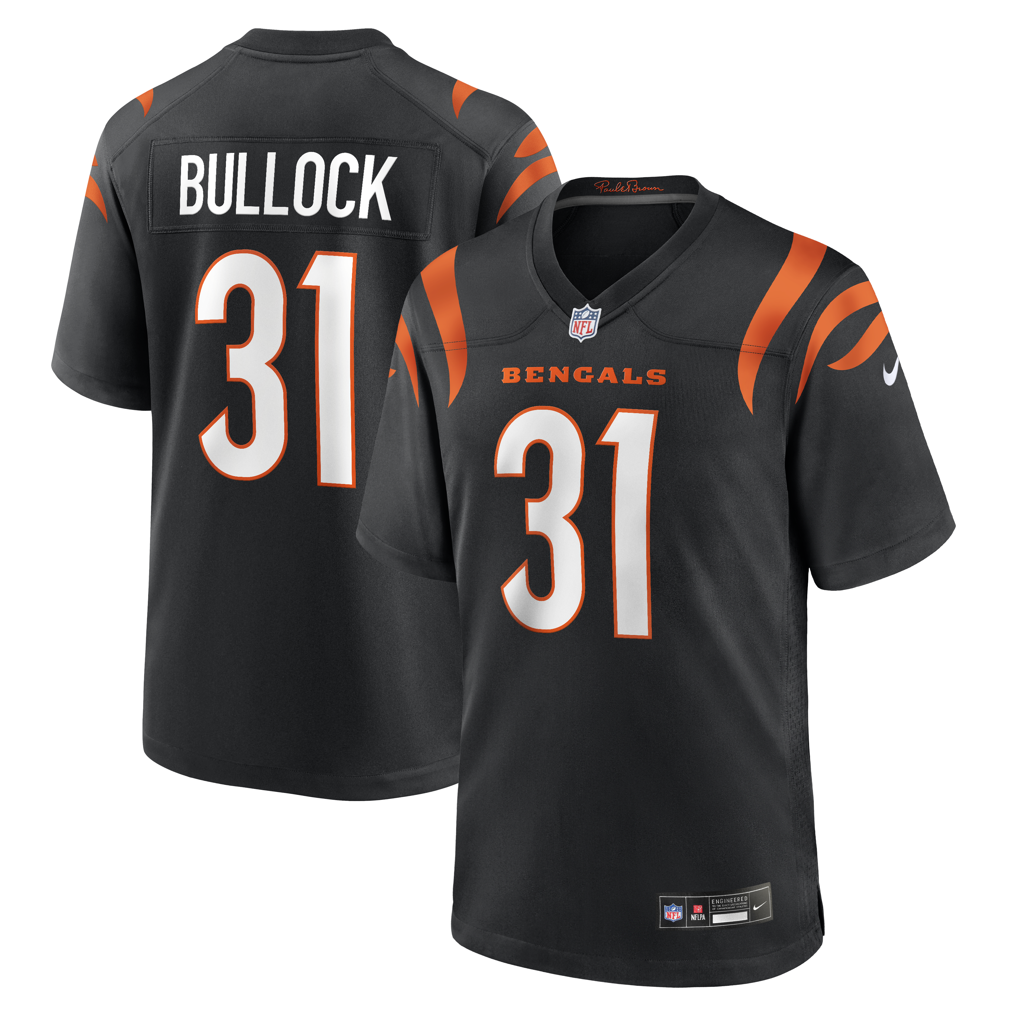 Men's Nike Kentrel Bullock Black Cincinnati Bengals Team Game Jersey