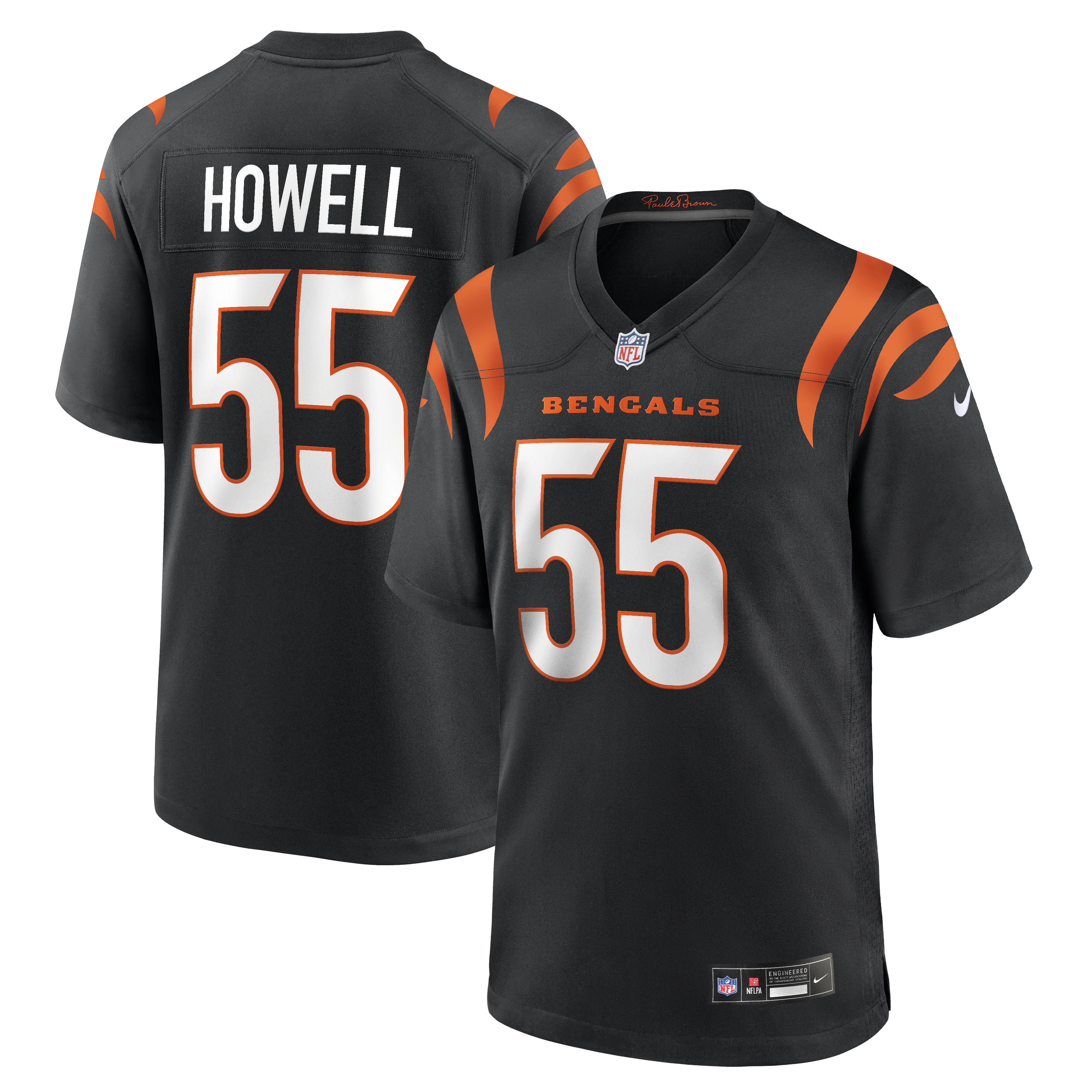 Men's Nike Cashius Howell Black Cincinnati Bengals Team Game Jersey