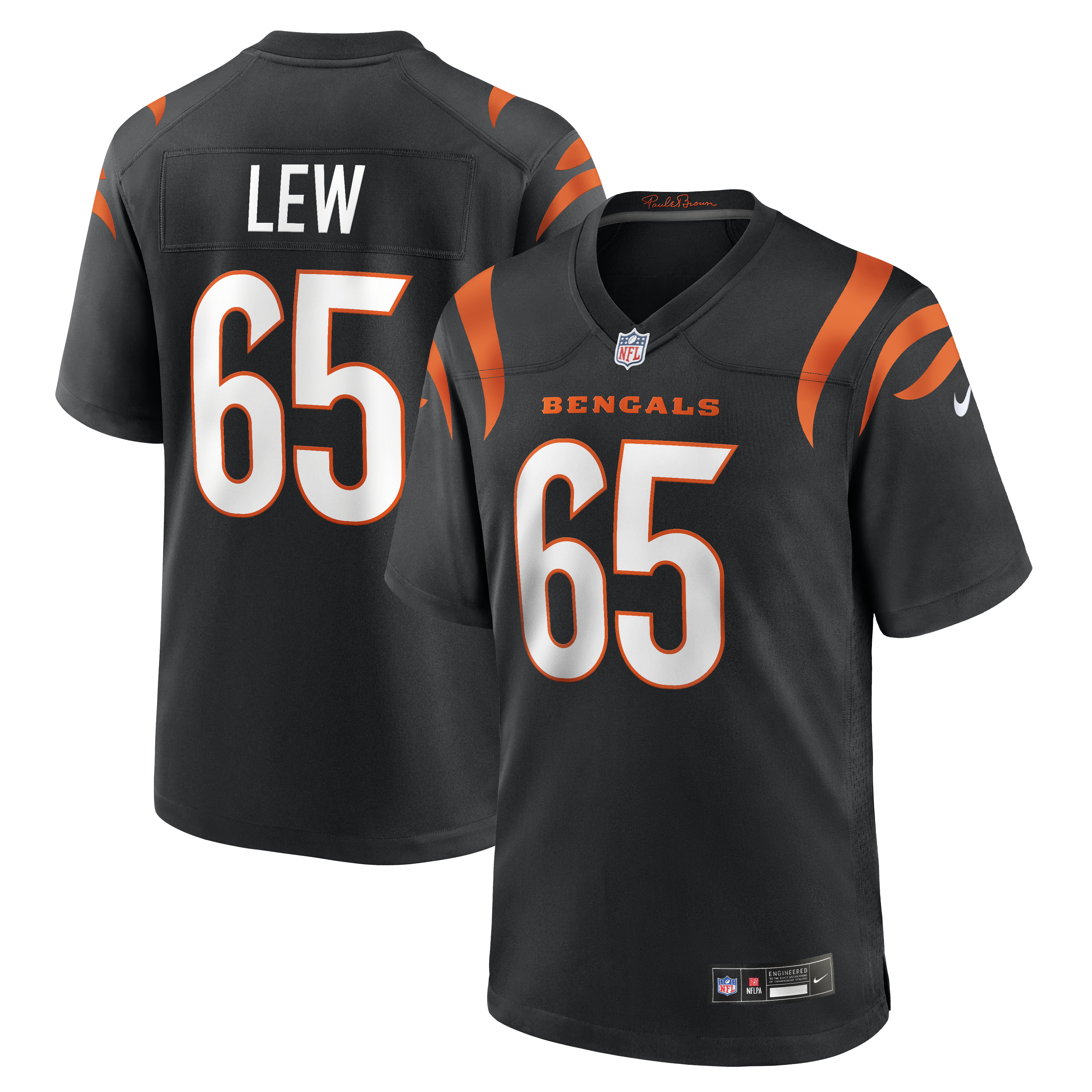 Men's Nike Connor Lew Black Cincinnati Bengals Team Game Jersey
