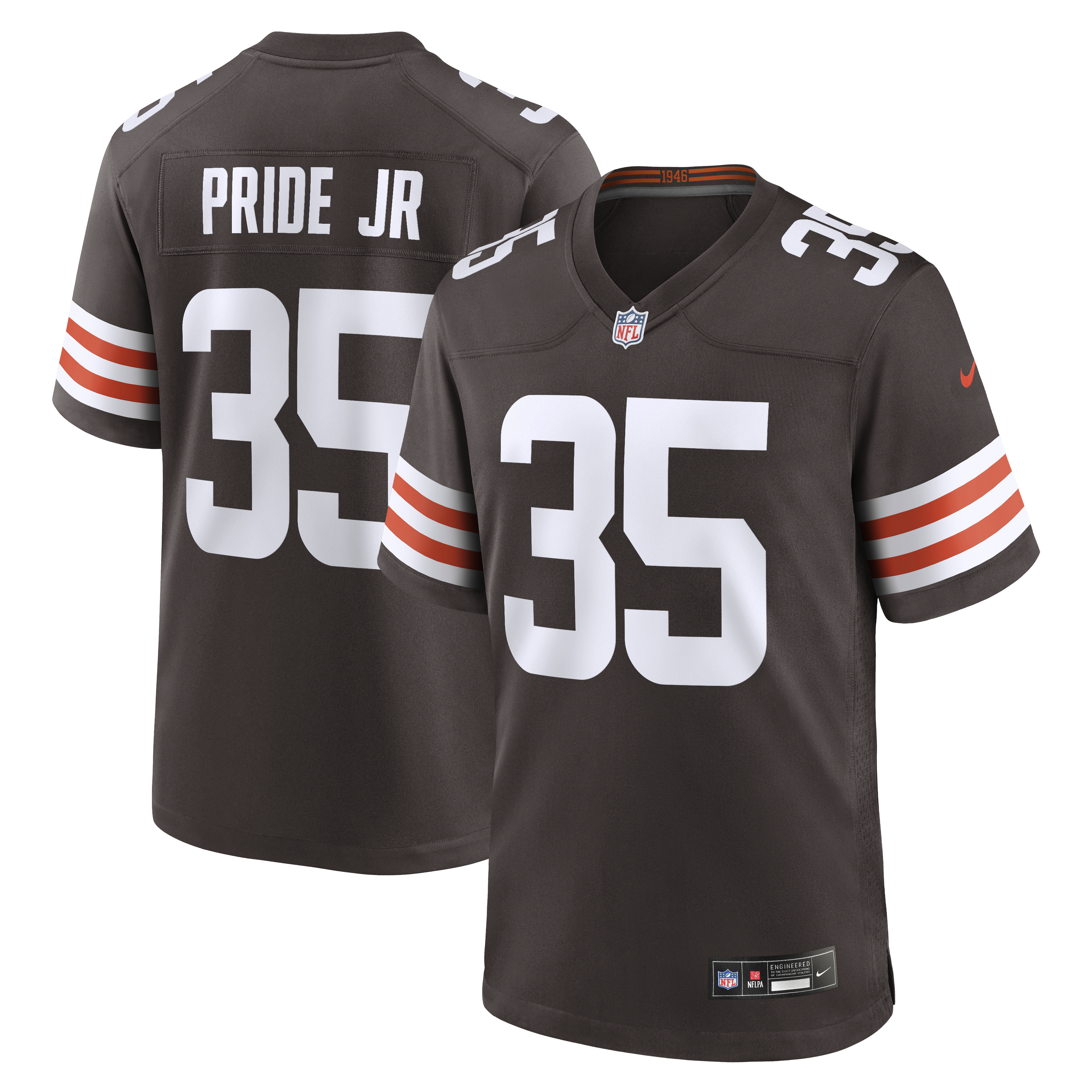 Men's Nike Toriano Pride Jr. Brown Cleveland Browns Team Game Jersey