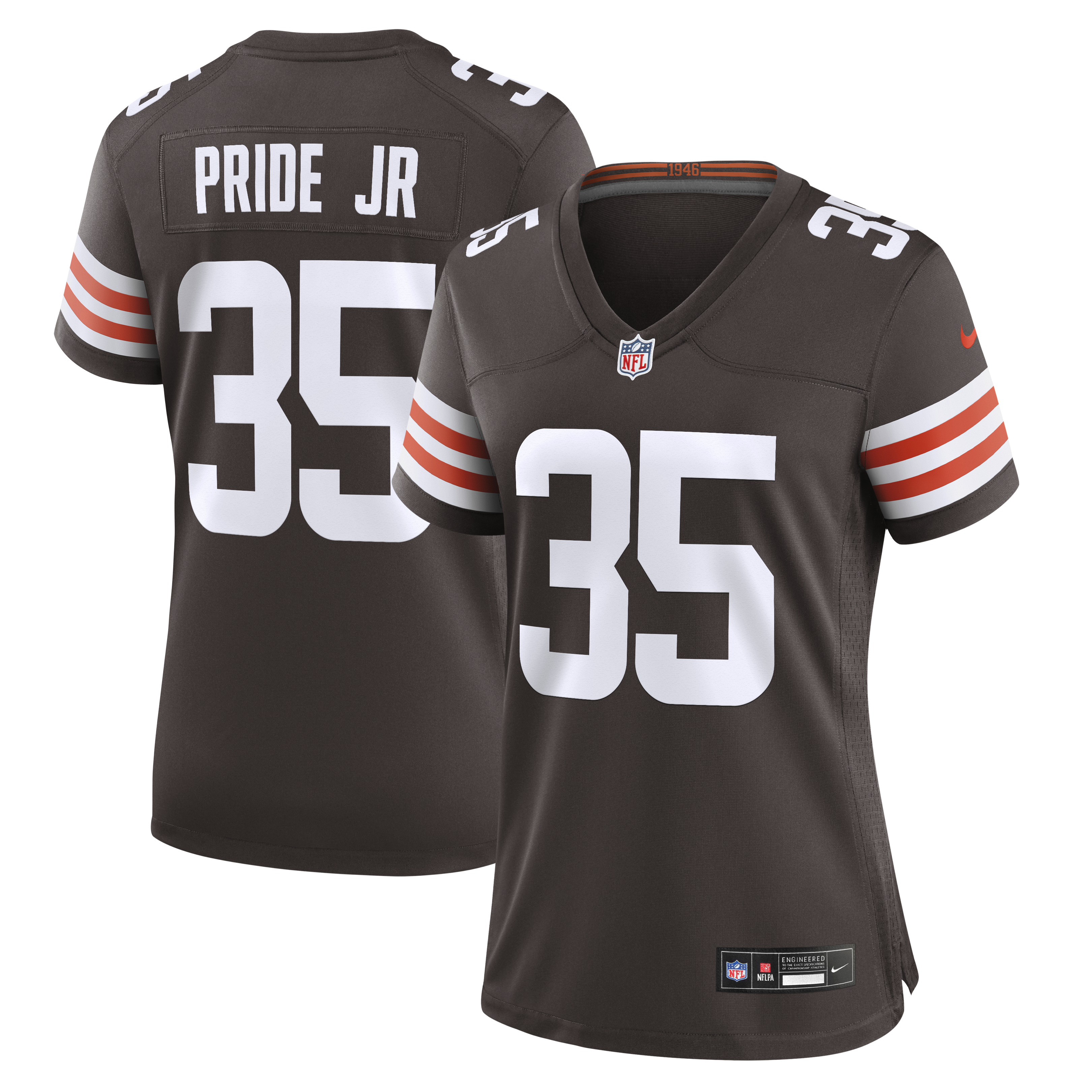 Women's Nike Toriano Pride Jr. Brown Cleveland Browns Team Game Jersey