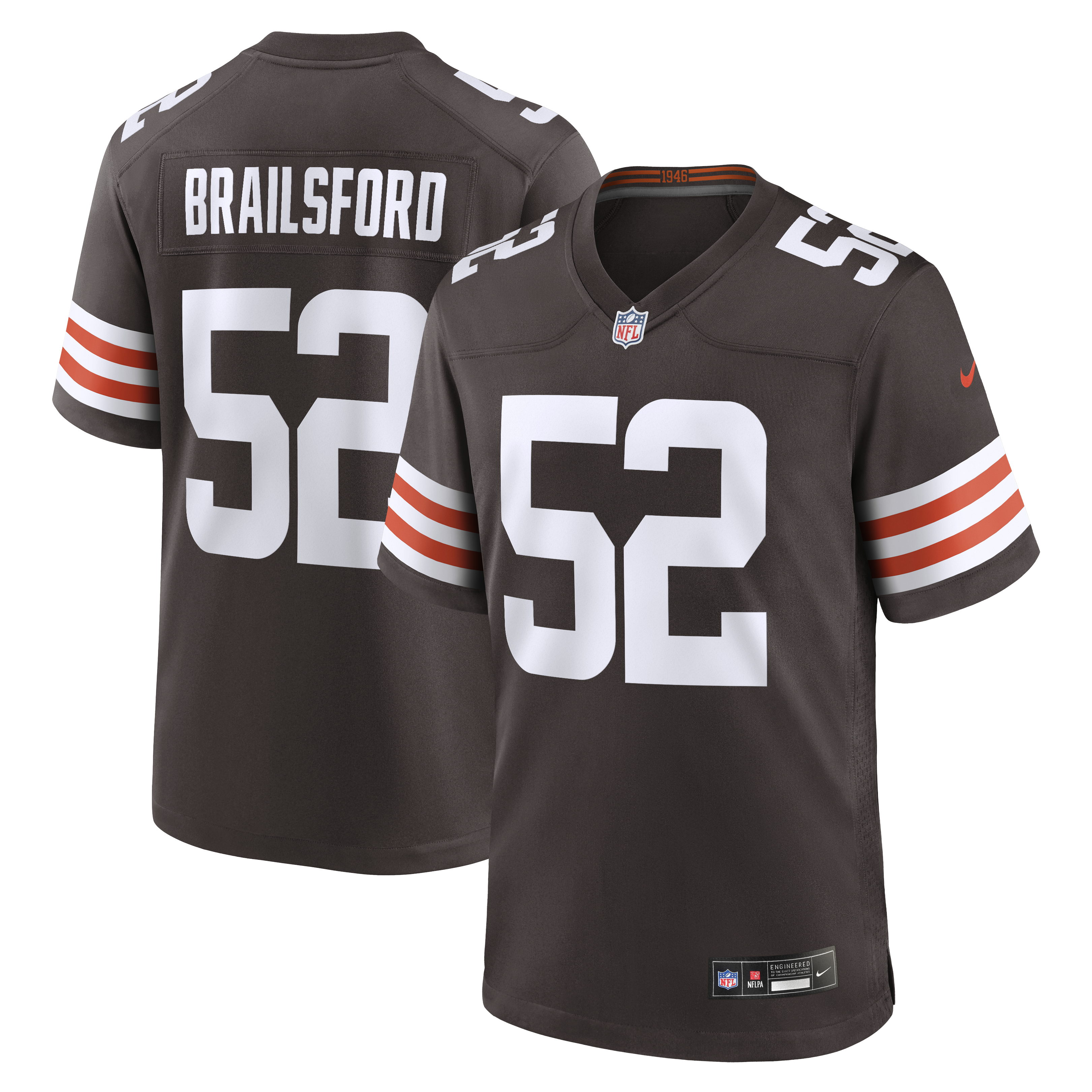 Men's Nike Parker Brailsford Brown Cleveland Browns Team Game Jersey