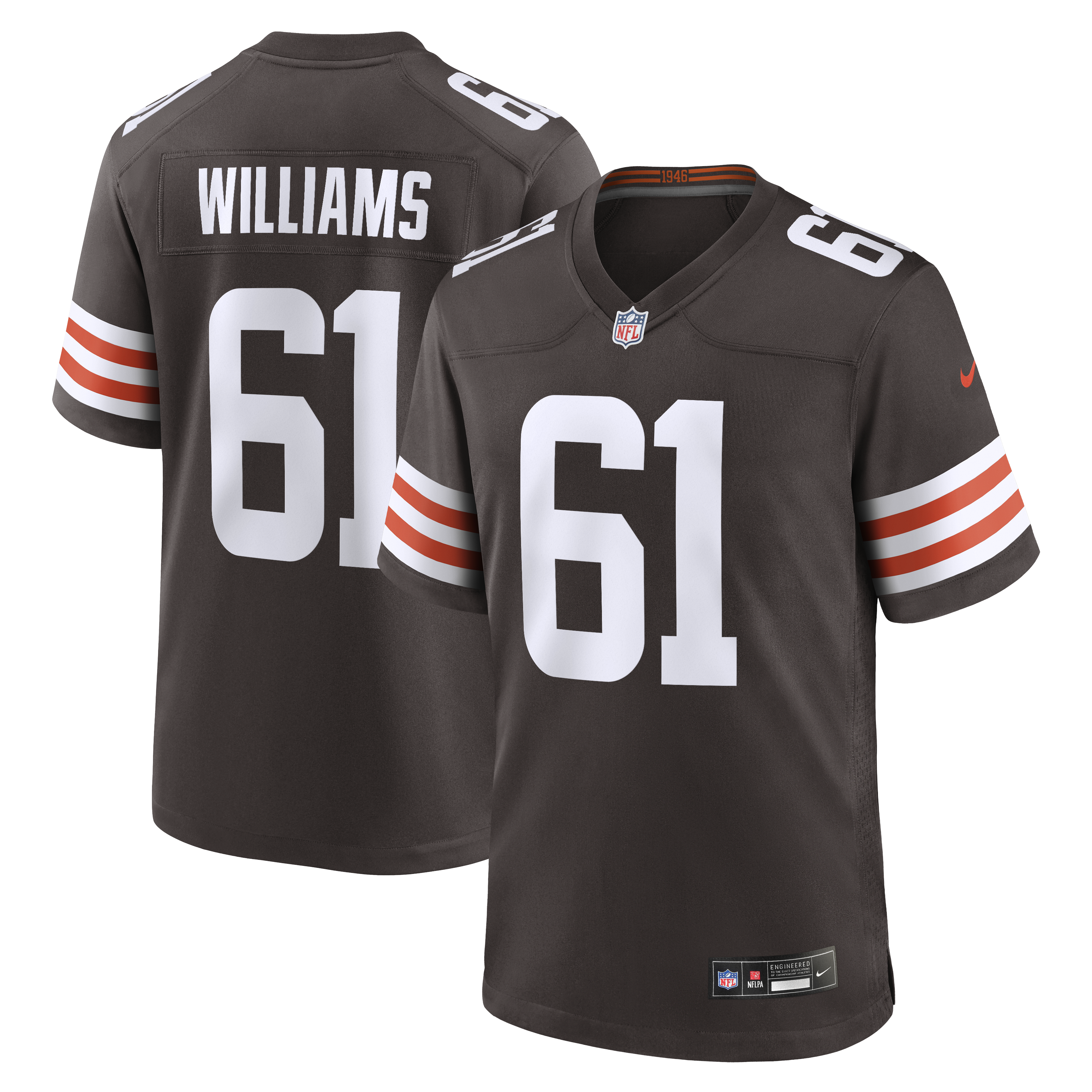 Men's Nike Chris Williams Brown Cleveland Browns Team Game Jersey