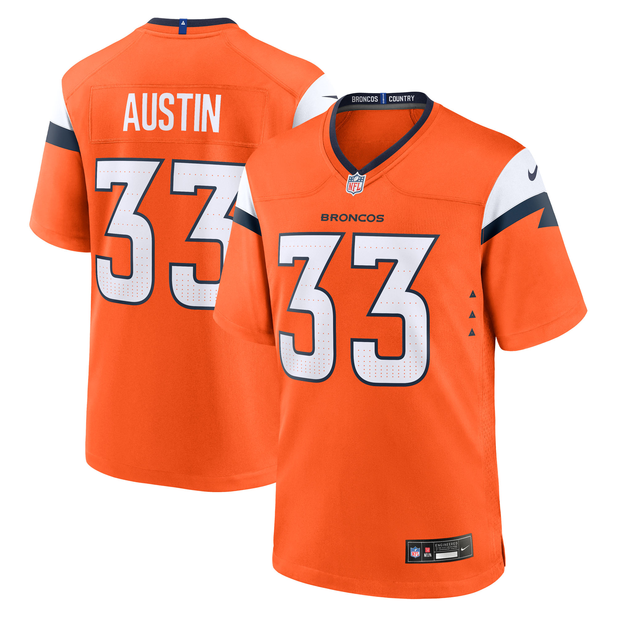 Men's Nike Brent Austin Orange Denver Broncos Team Game Jersey