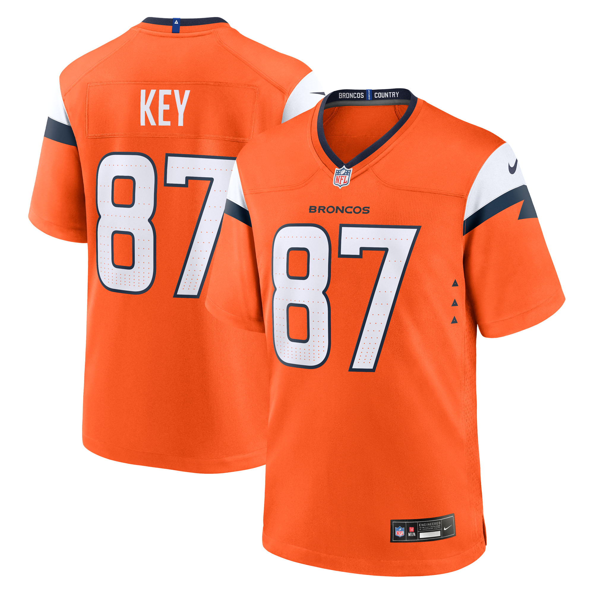 Men's Nike Dane Key Orange Denver Broncos Team Game Jersey