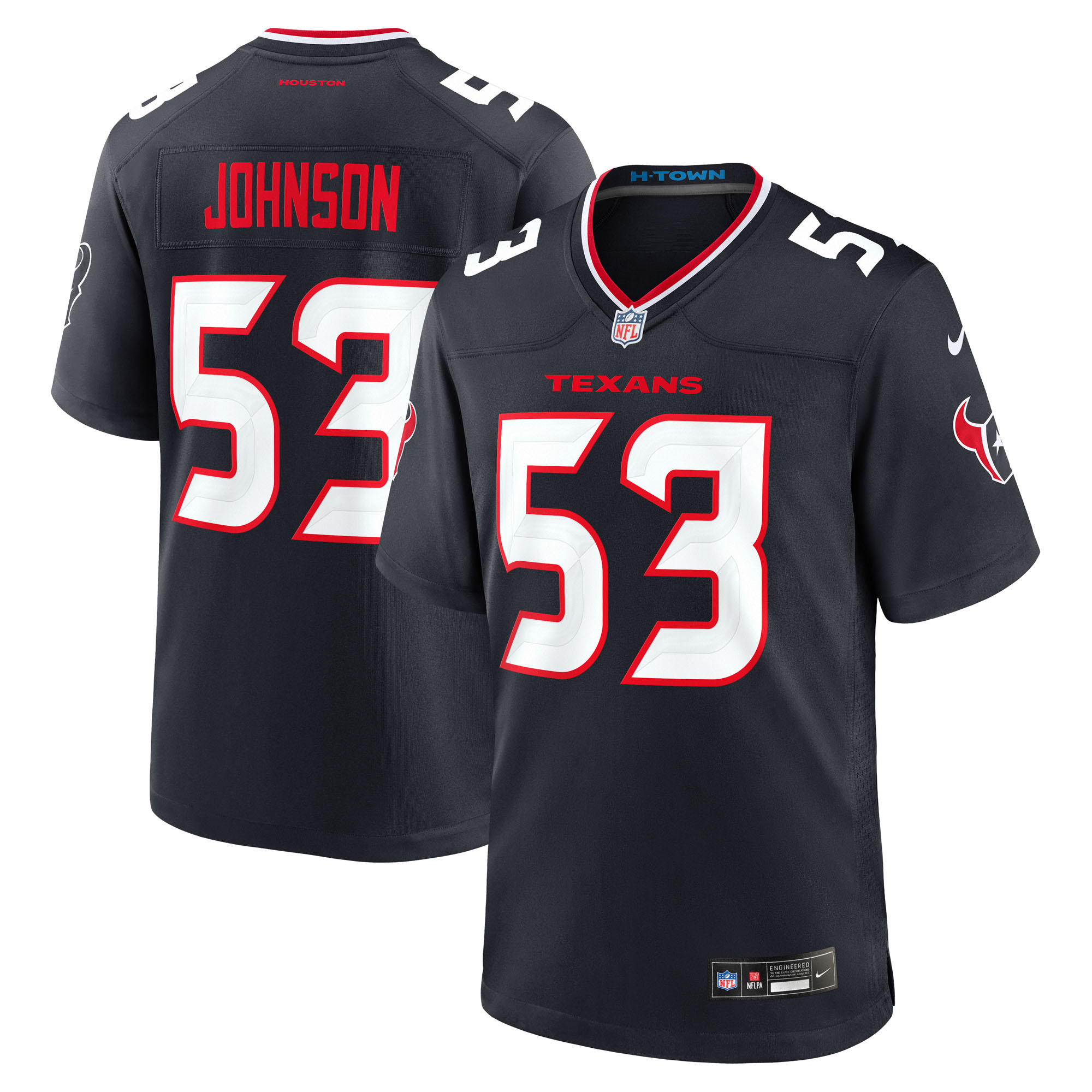 Men's Nike Caleb Johnson Navy Houston Texans Team Game Jersey