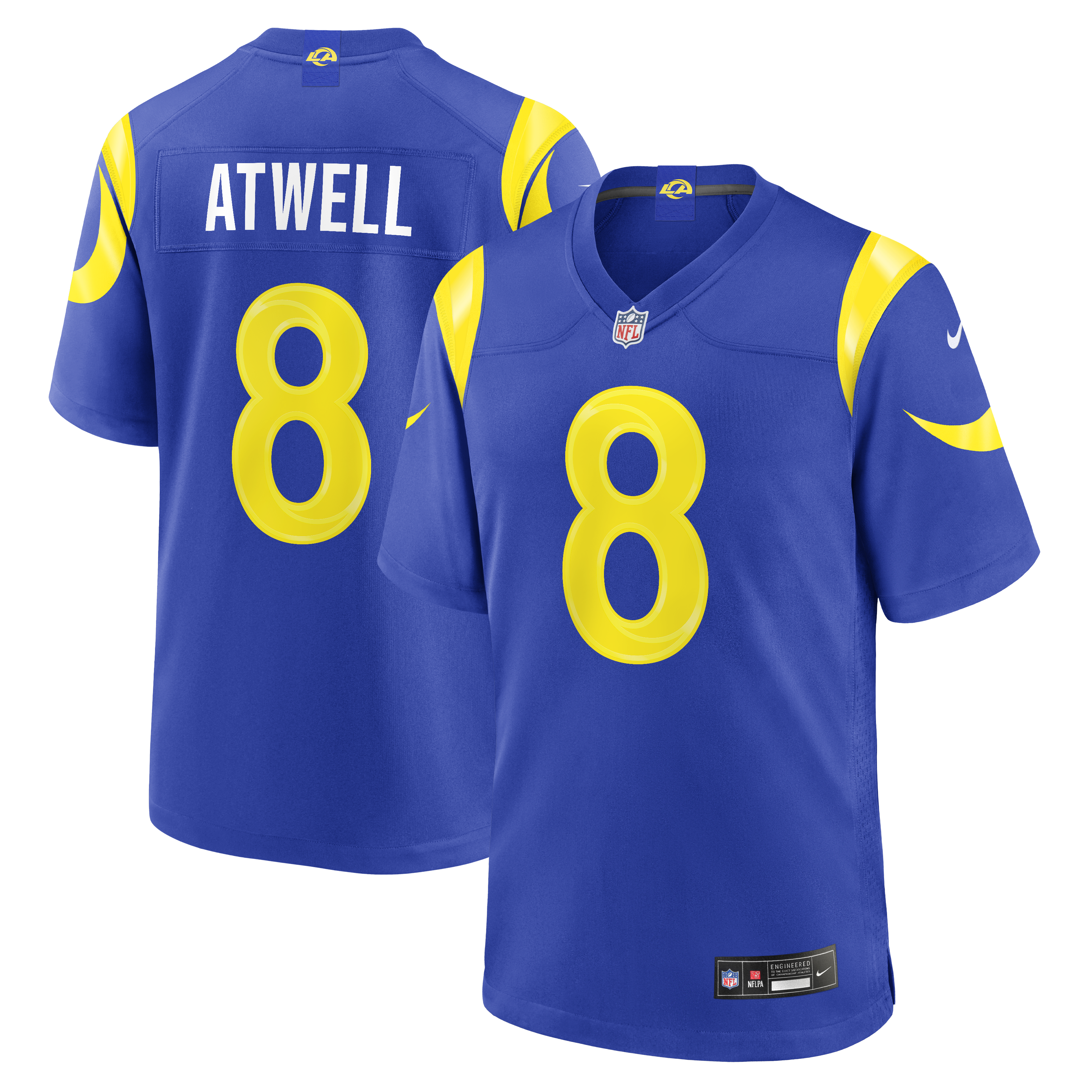 Men's Nike Tutu Atwell Royal Los Angeles Rams Team Game Jersey