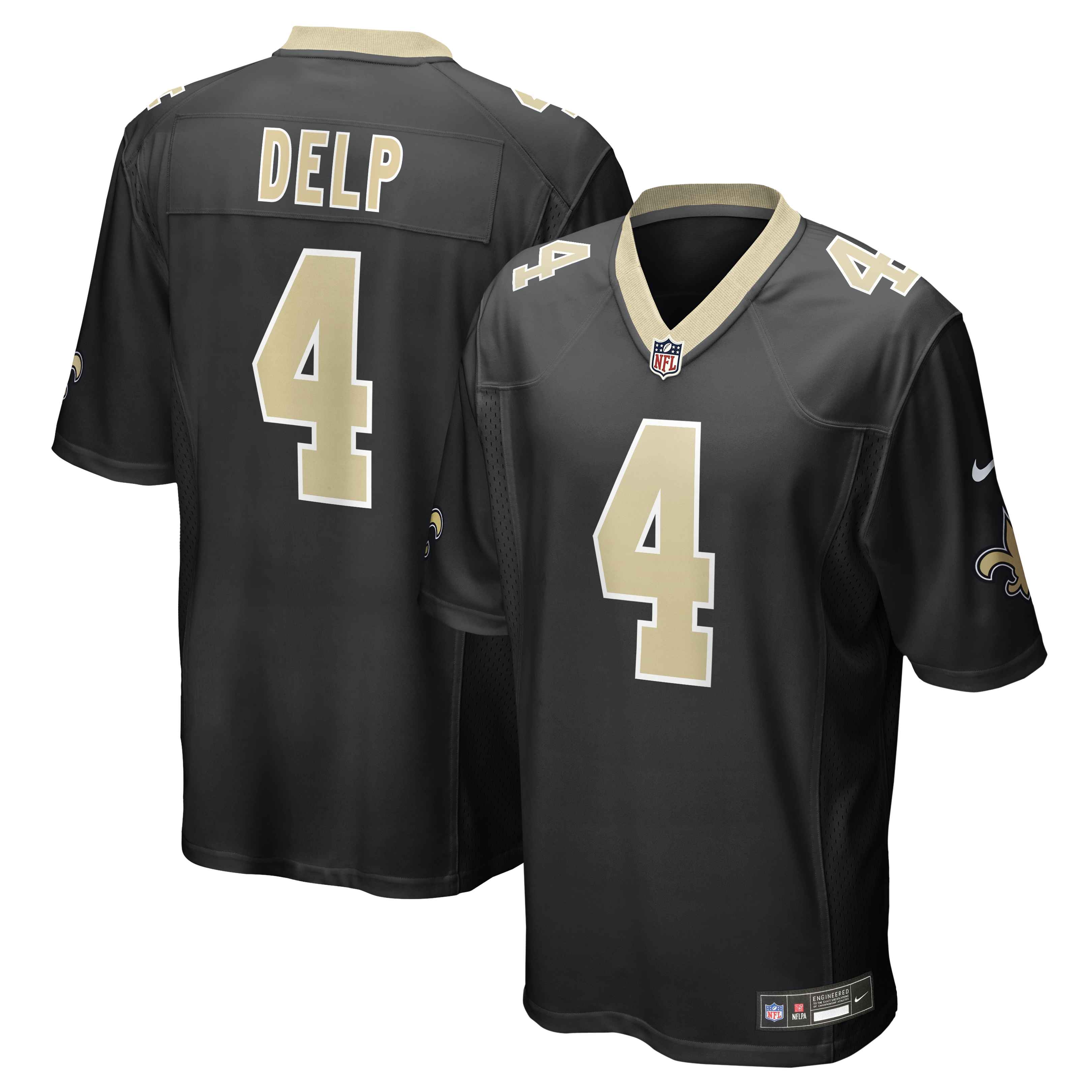 Men's Nike Oscar Delp Black New Orleans Saints Team Game Jersey