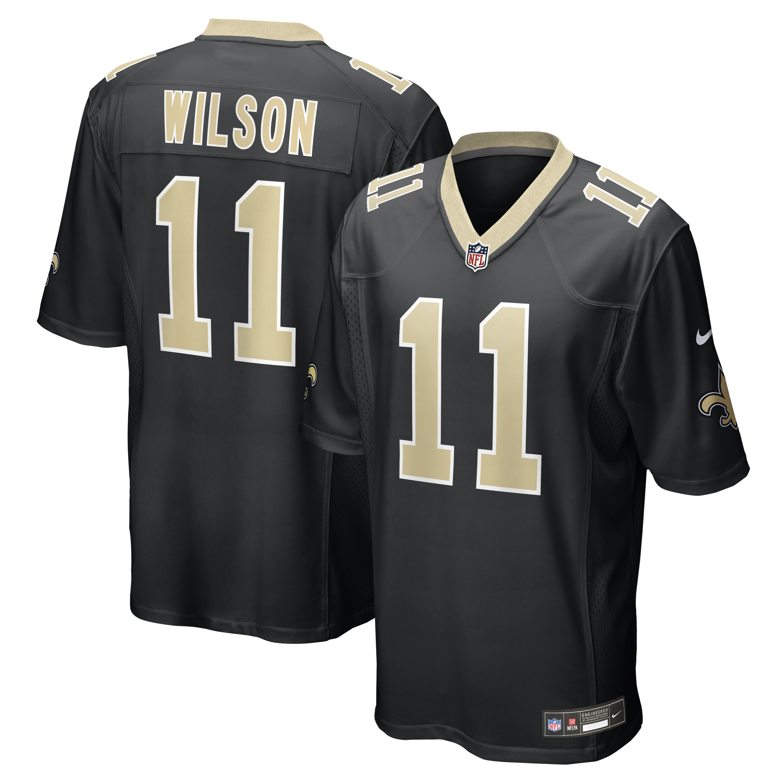 Men's Nike Zach Wilson Black New Orleans Saints Team Game Jersey