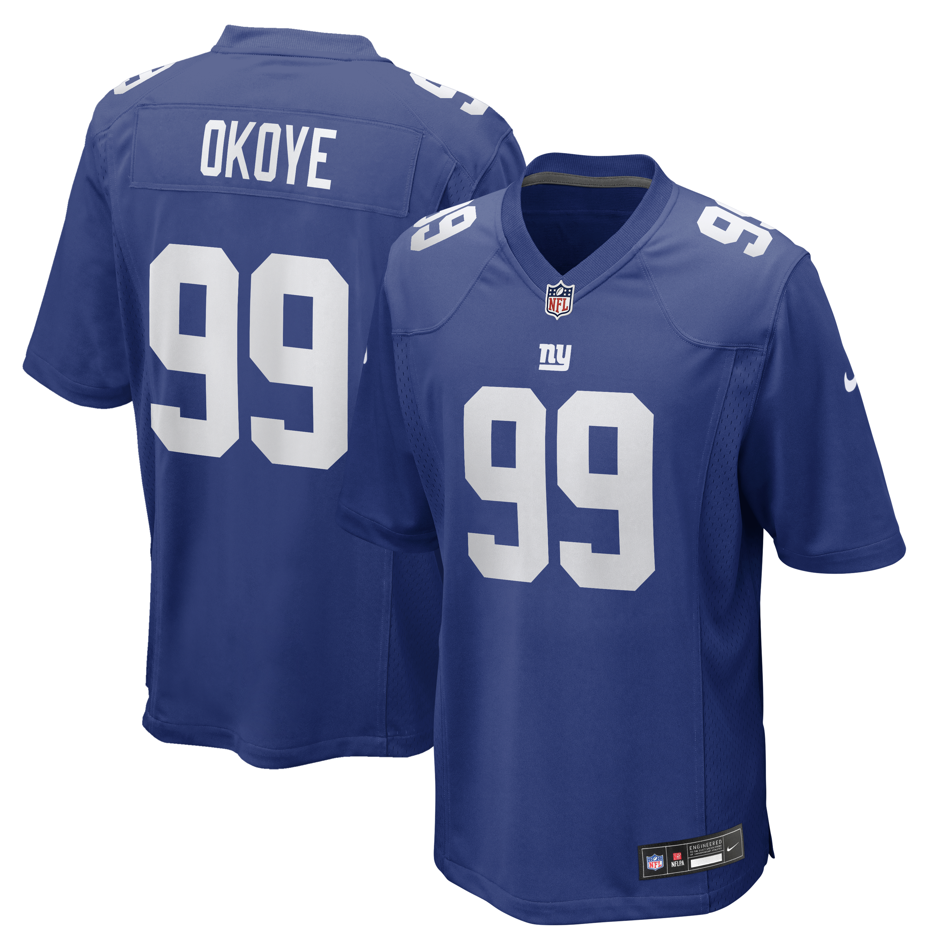 Men's Nike Basil Okoye Royal New York Giants Team Game Jersey