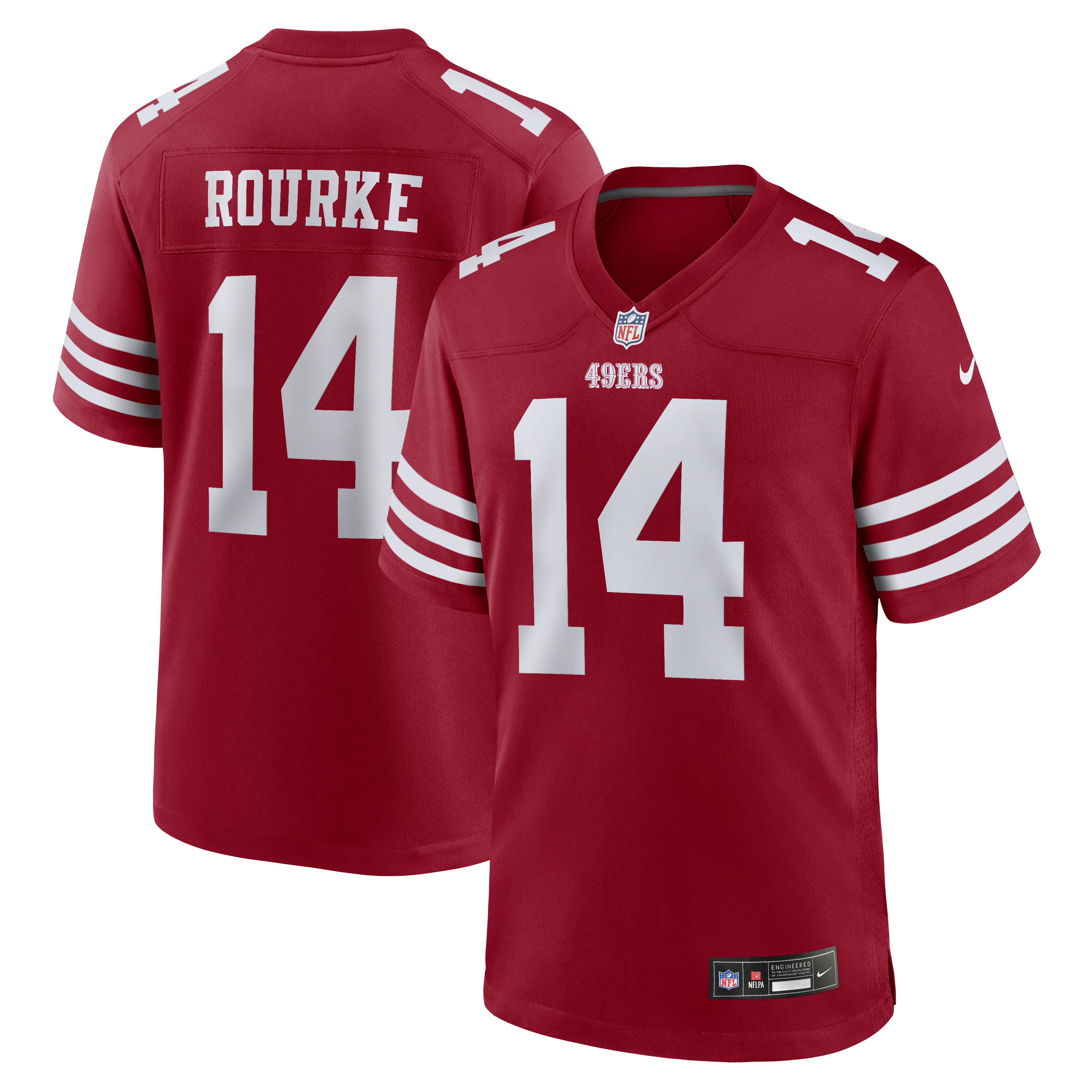 Men's Nike Kurtis Rourke Scarlet San Francisco 49ers Team Game Jersey