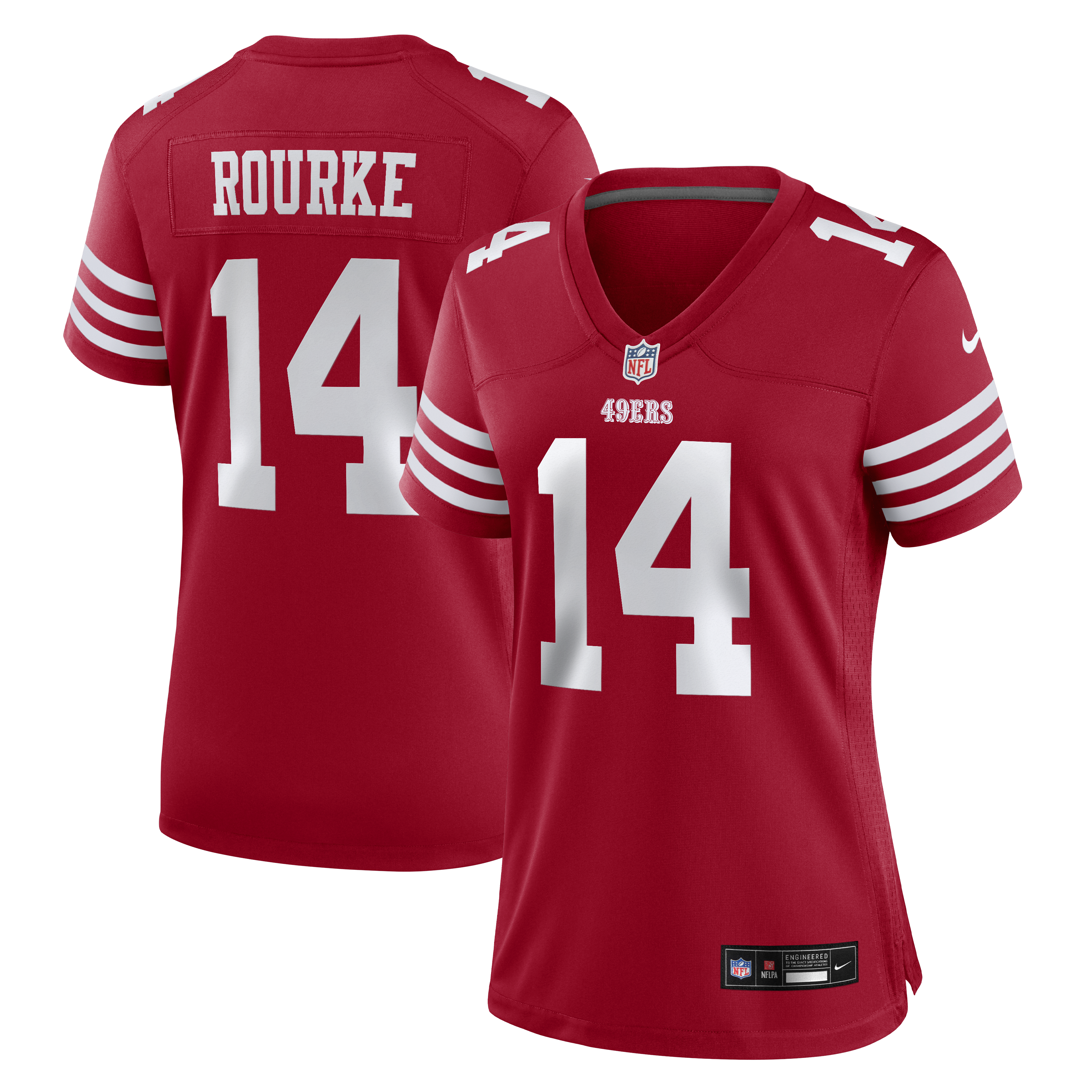 Women's Nike Kurtis Rourke Scarlet San Francisco 49ers Team Game Jersey