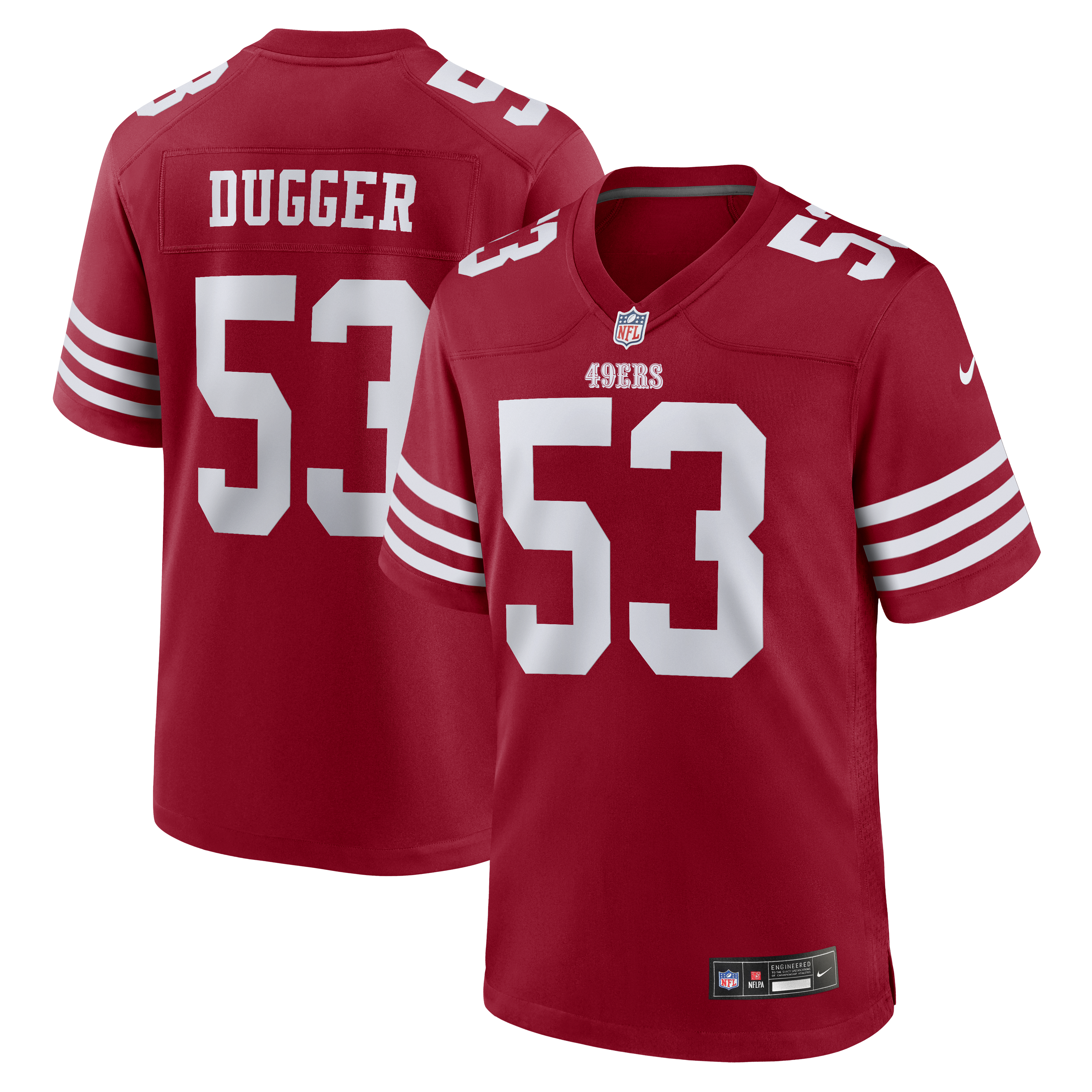 Men's Nike Jaden Dugger Scarlet San Francisco 49ers Team Game Jersey