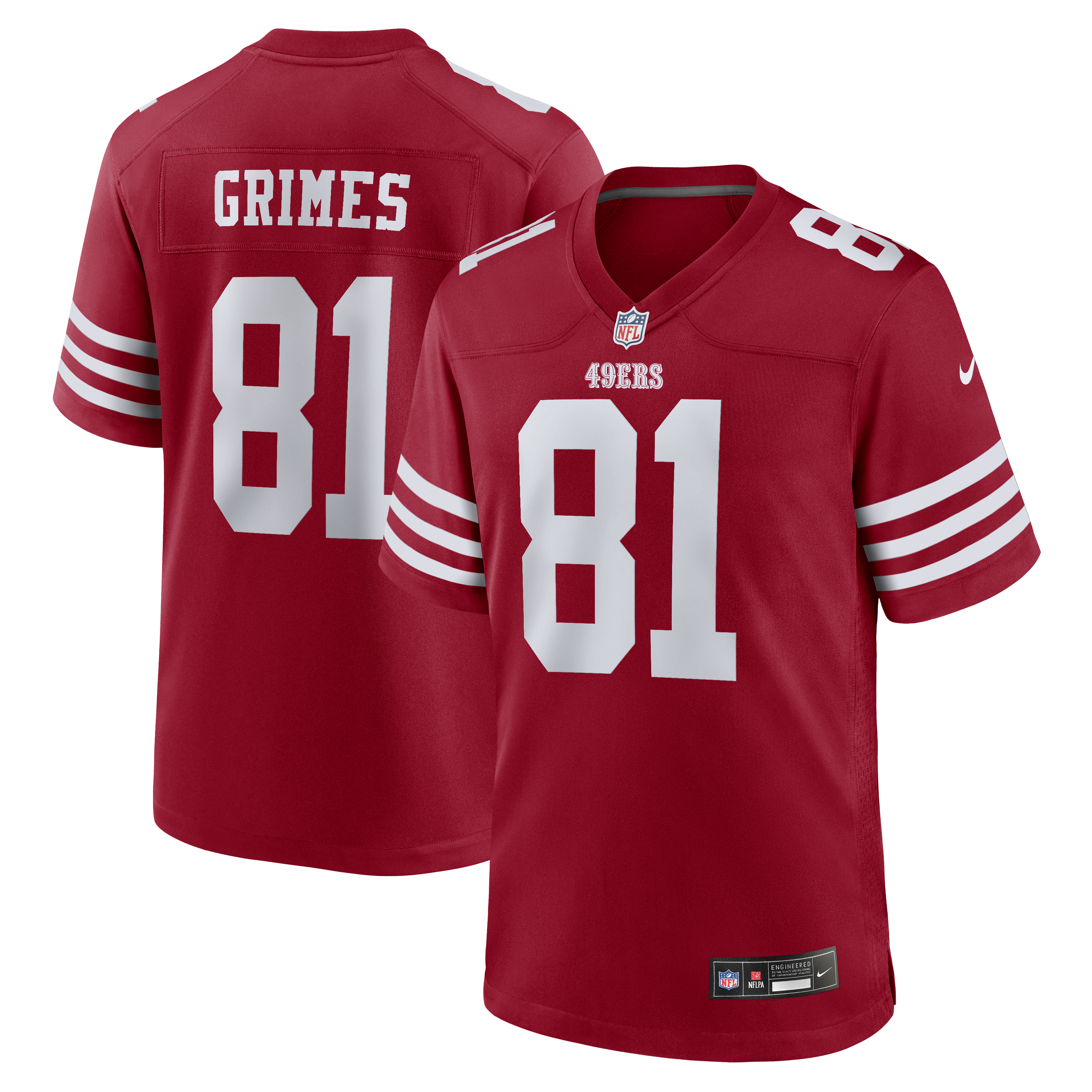 Men's Nike Wesley Grimes Scarlet San Francisco 49ers Team Game Jersey