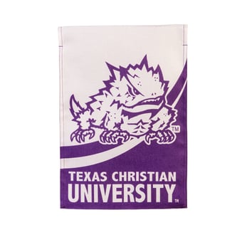 "TCU Horned Frogs 12.5"" x 28"" Color Wave Double-Sided Burlap Garden Flag"