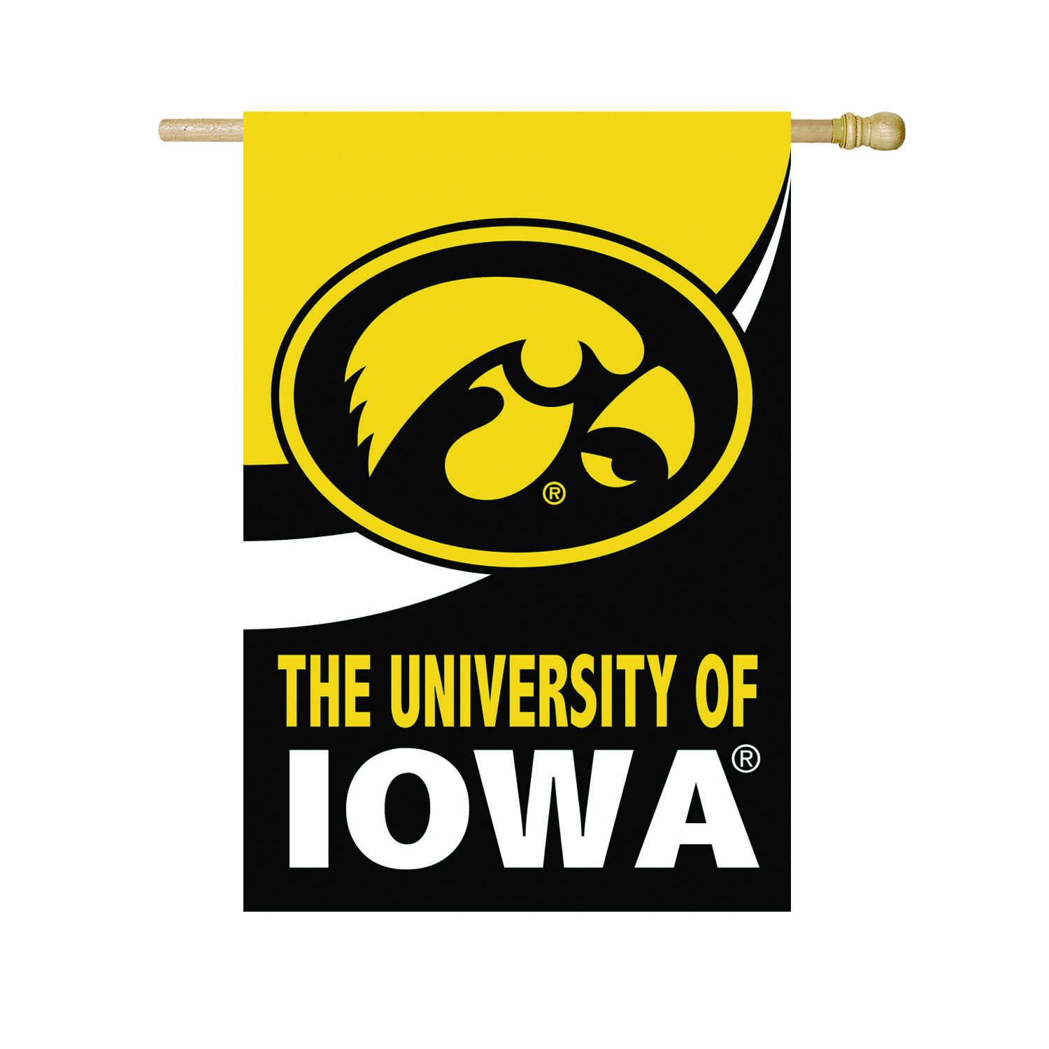 Iowa Hawkeyes 29" x 43" Color Wave Double-Sided Burlap House Flag