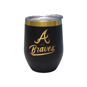 The Memory Company Atlanta Braves 12oz. Stainless Steel Gold Lettering Stemless Wine Tumbler