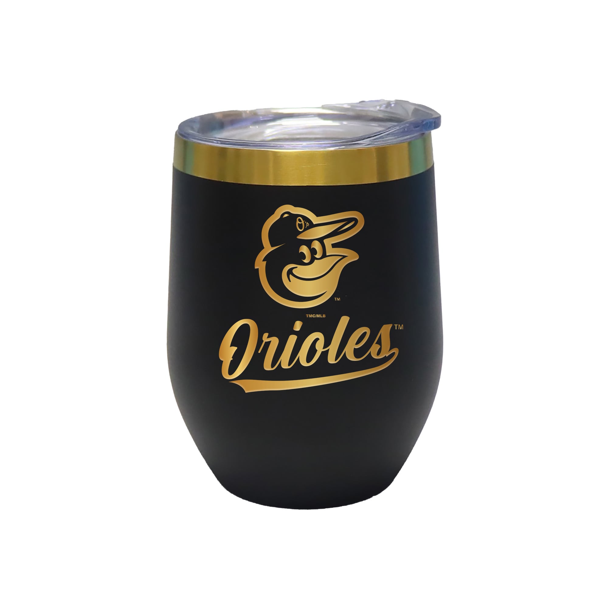 The Memory Company Baltimore Orioles 12oz. Stainless Steel Gold Lettering Stemless Wine Tumbler