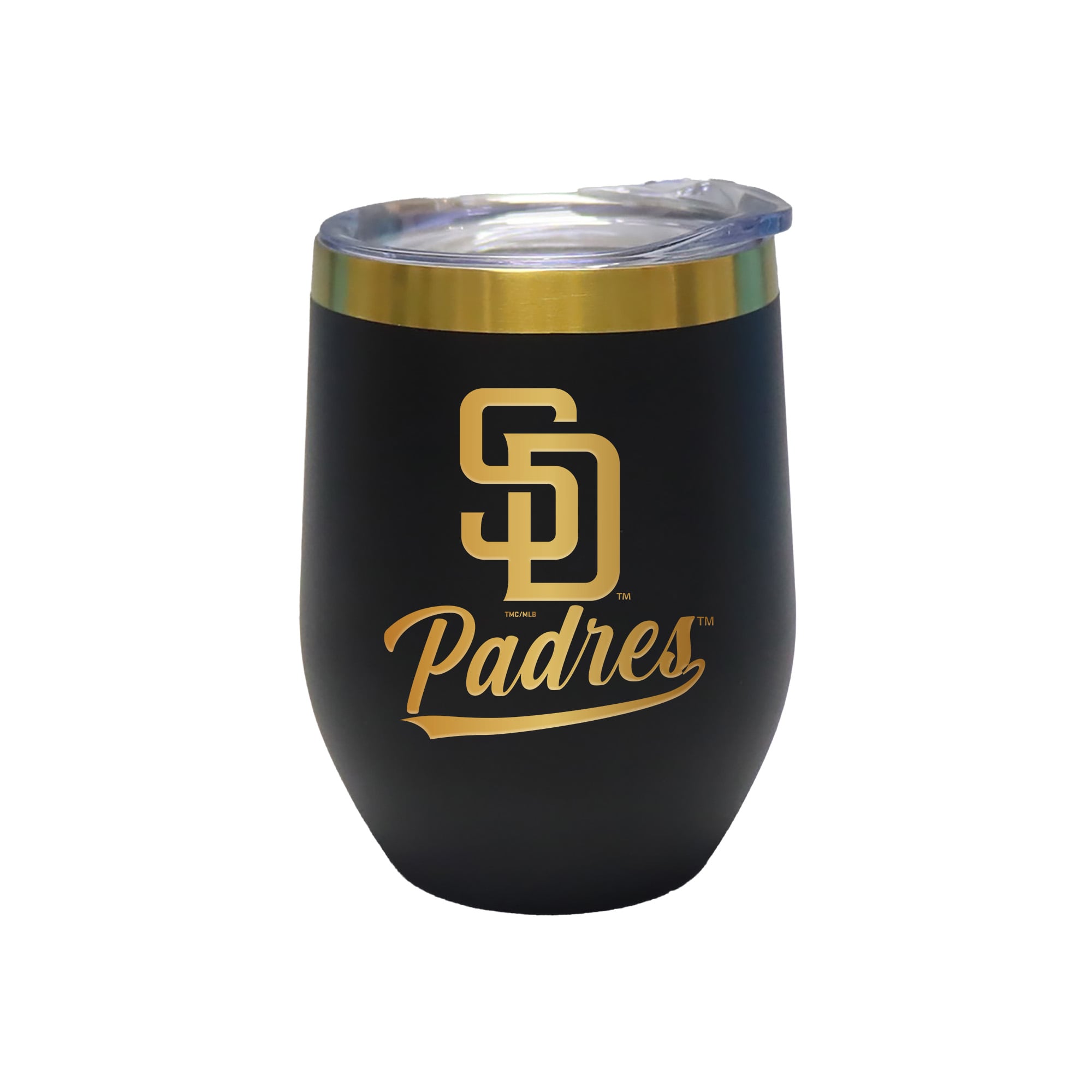 The Memory Company San Diego Padres 12oz. Stainless Steel Gold Lettering Stemless Wine Tumbler
