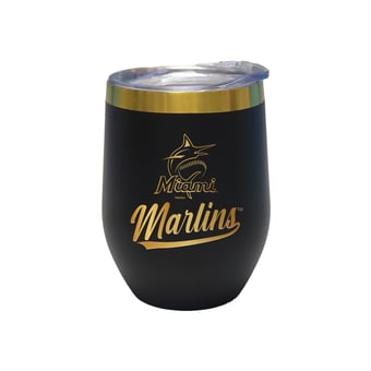 The Memory Company Miami Marlins 12oz. Stainless Steel Gold Lettering Stemless Wine Tumbler