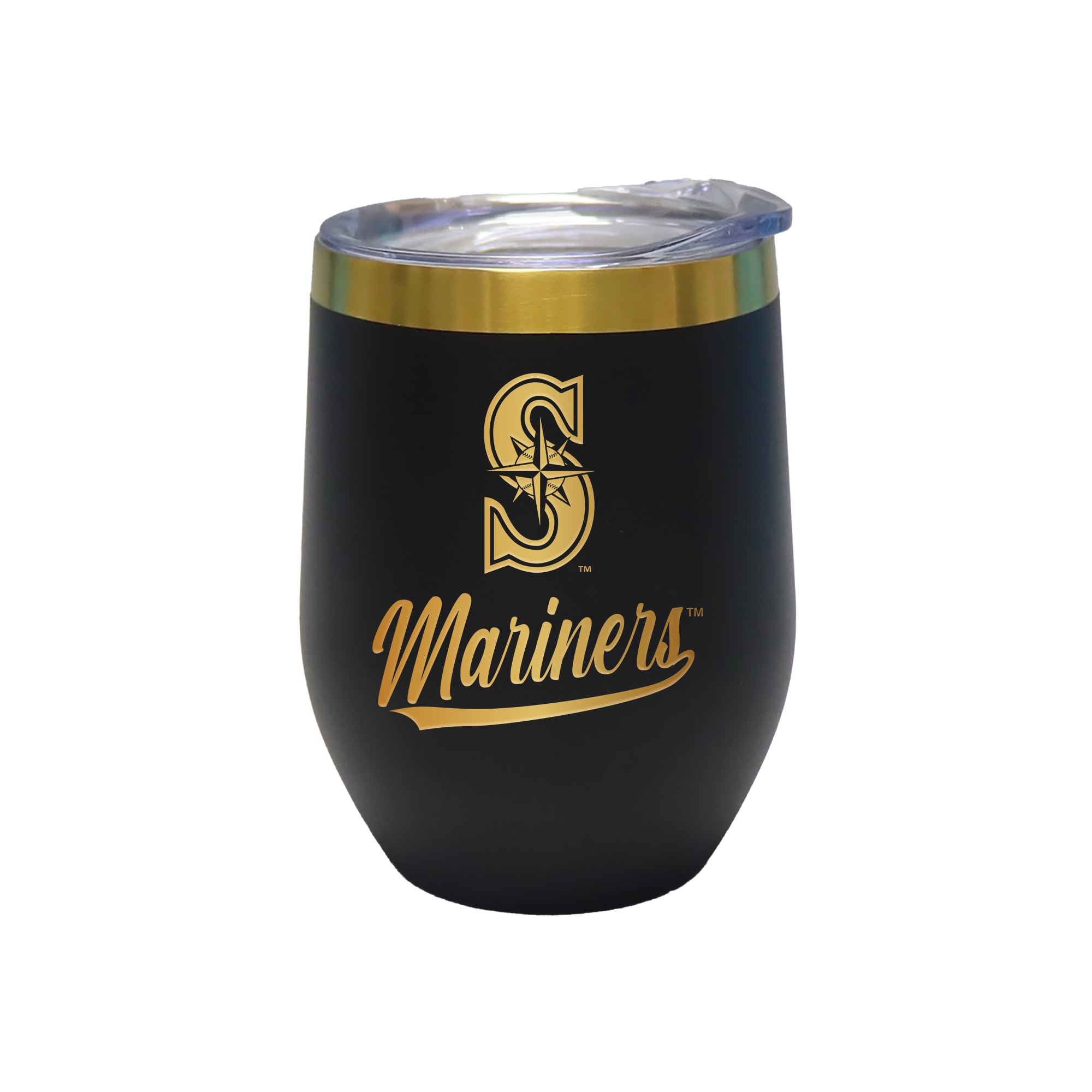 The Memory Company Seattle Mariners 12oz. Stainless Steel Gold Lettering Stemless Wine Tumbler