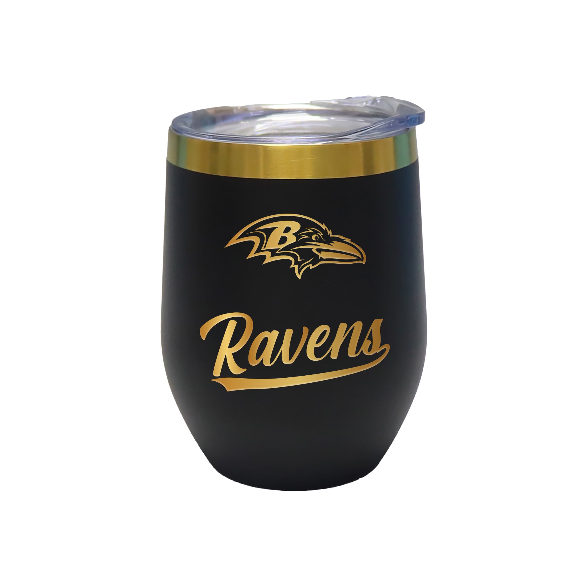 The Memory Company Baltimore Ravens 12oz. Stainless Steel Gold Lettering Stemless Wine Tumbler
