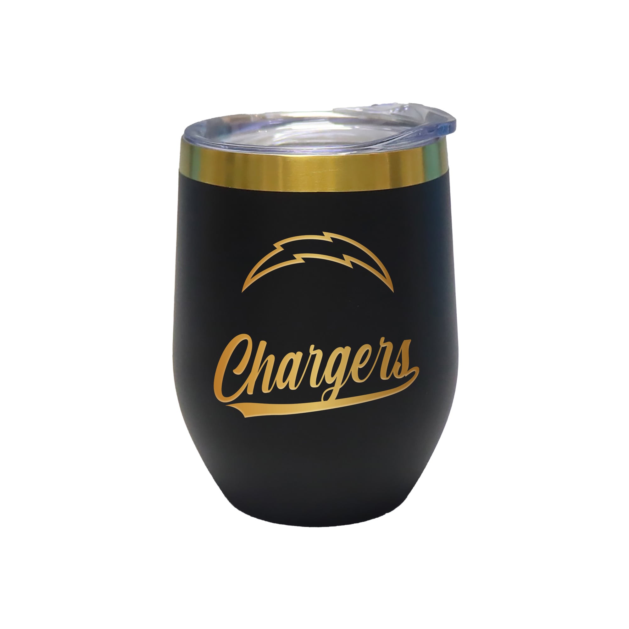 The Memory Company Los Angeles Chargers 12oz. Stainless Steel Gold Lettering Stemless Wine Tumbler