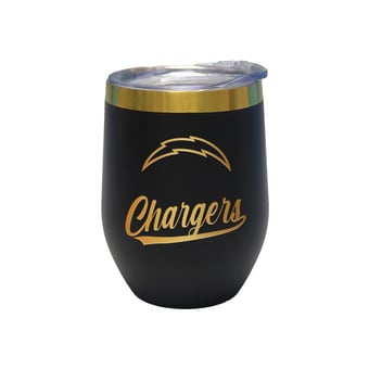 The Memory Company Los Angeles Chargers 12oz. Stainless Steel Gold Lettering Stemless Wine Tumbler