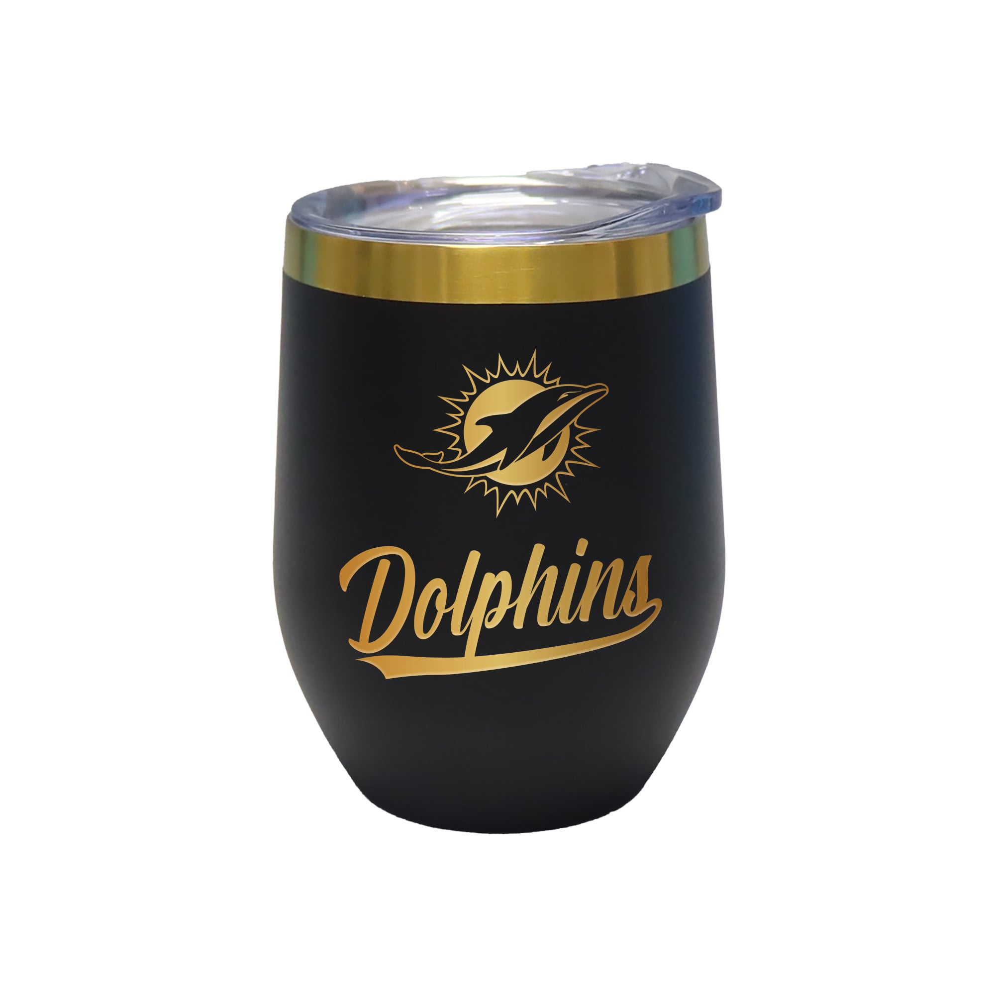 The Memory Company Miami Dolphins 12oz. Stainless Steel Gold Lettering Stemless Wine Tumbler