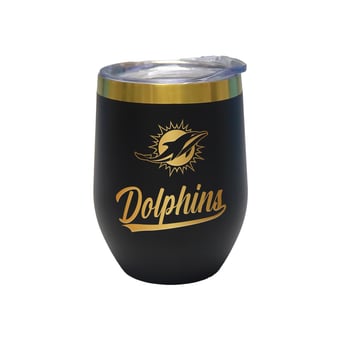 The Memory Company Miami Dolphins 12oz. Stainless Steel Gold Lettering Stemless Wine Tumbler
