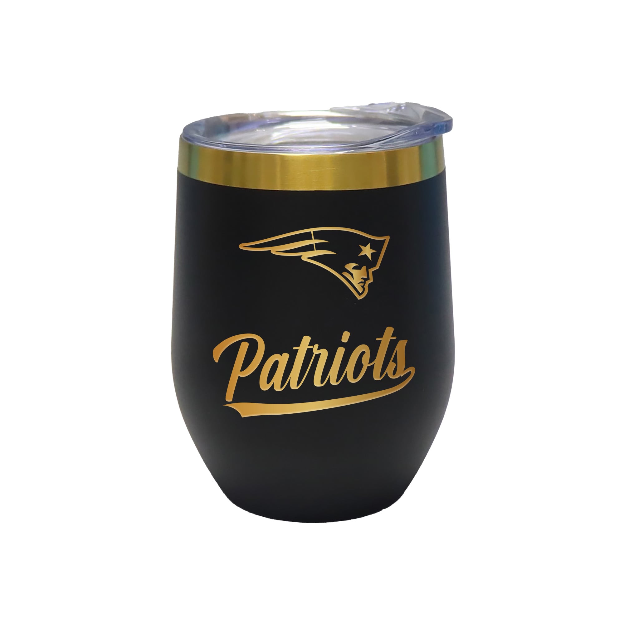 The Memory Company New England Patriots 12oz. Stainless Steel Gold Lettering Stemless Wine Tumbler