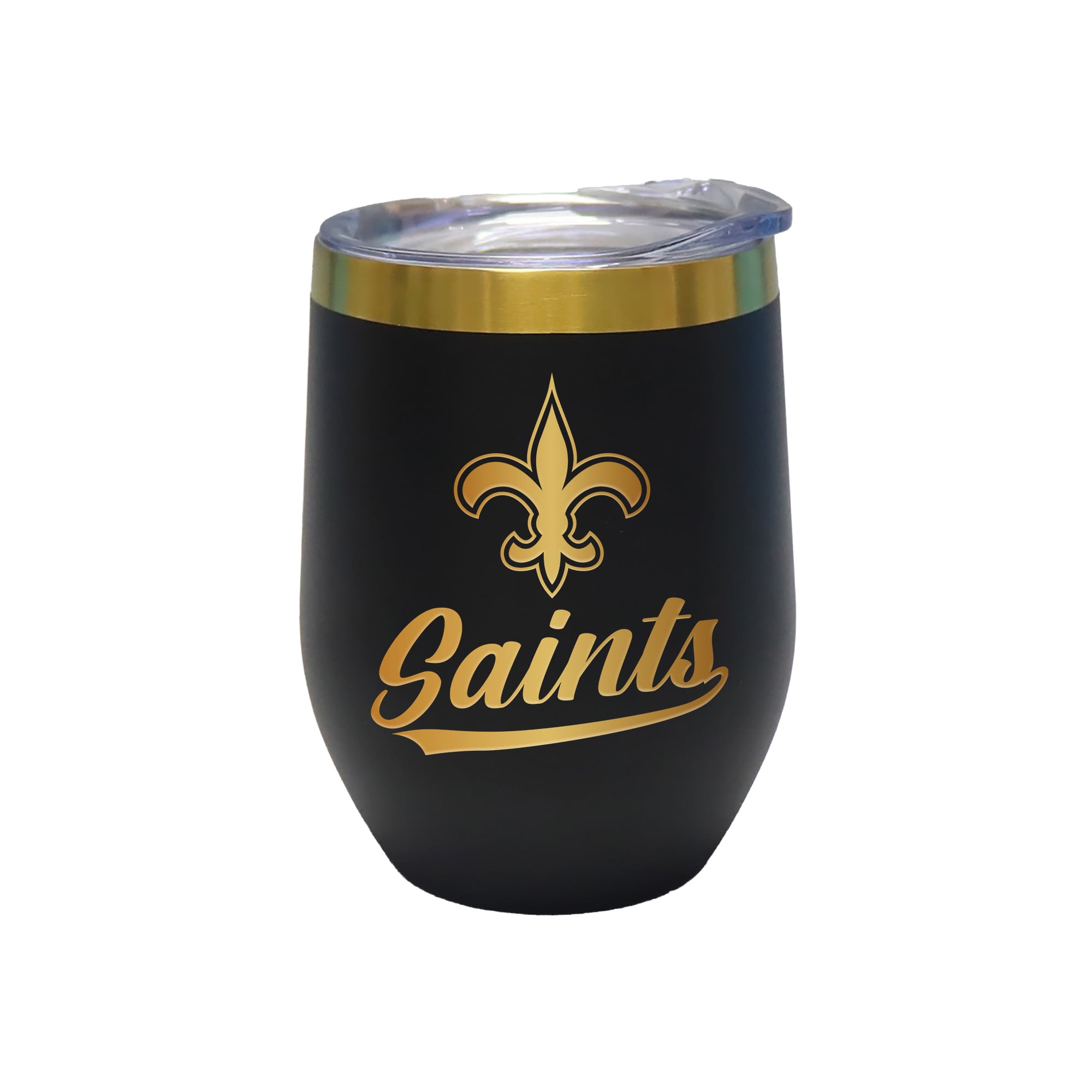 The Memory Company New Orleans Saints 12oz. Stainless Steel Gold Lettering Stemless Wine Tumbler