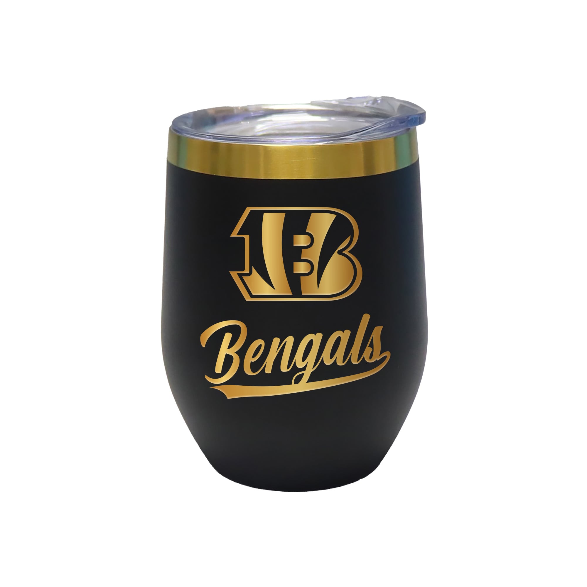 The Memory Company Cincinnati Bengals 12oz. Stainless Steel Gold Lettering Stemless Wine Tumbler