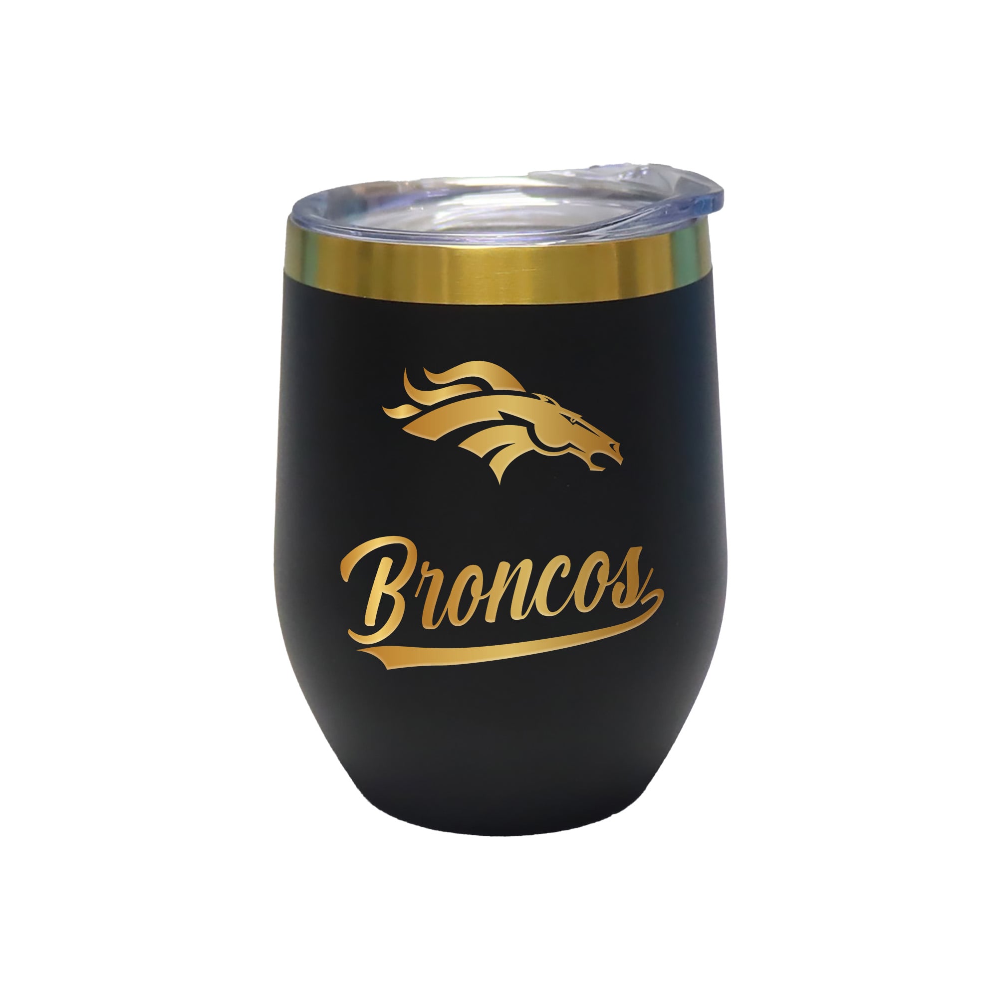 The Memory Company Denver Broncos 12oz. Stainless Steel Gold Lettering Stemless Wine Tumbler